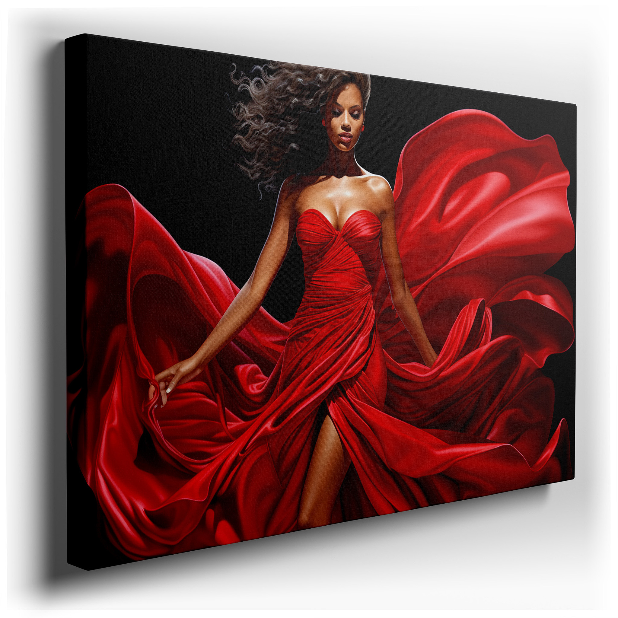 Vibrant Lady in Red: Emblem of Passion and Strength - Oversized Wall Art for Office, Bedroom, and Living Room Decor