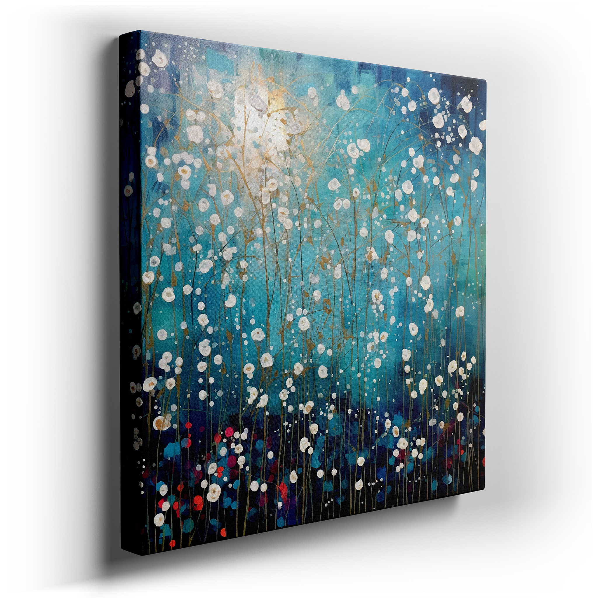 Vibrant Night Garden: Celestial Blooms and Abstract Florals in Large Wall Art, Canvas Wall Art, Wall Decor for Office