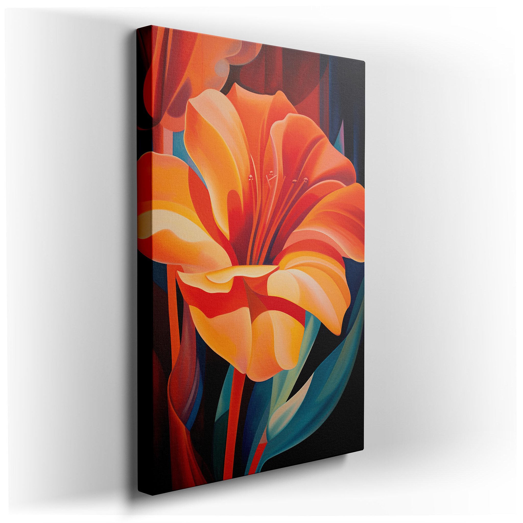 Vibrant Orange Abstract Flower Large Canvas Wall Art, Perfect for Office and Bedroom Decor wrapped canvas - main