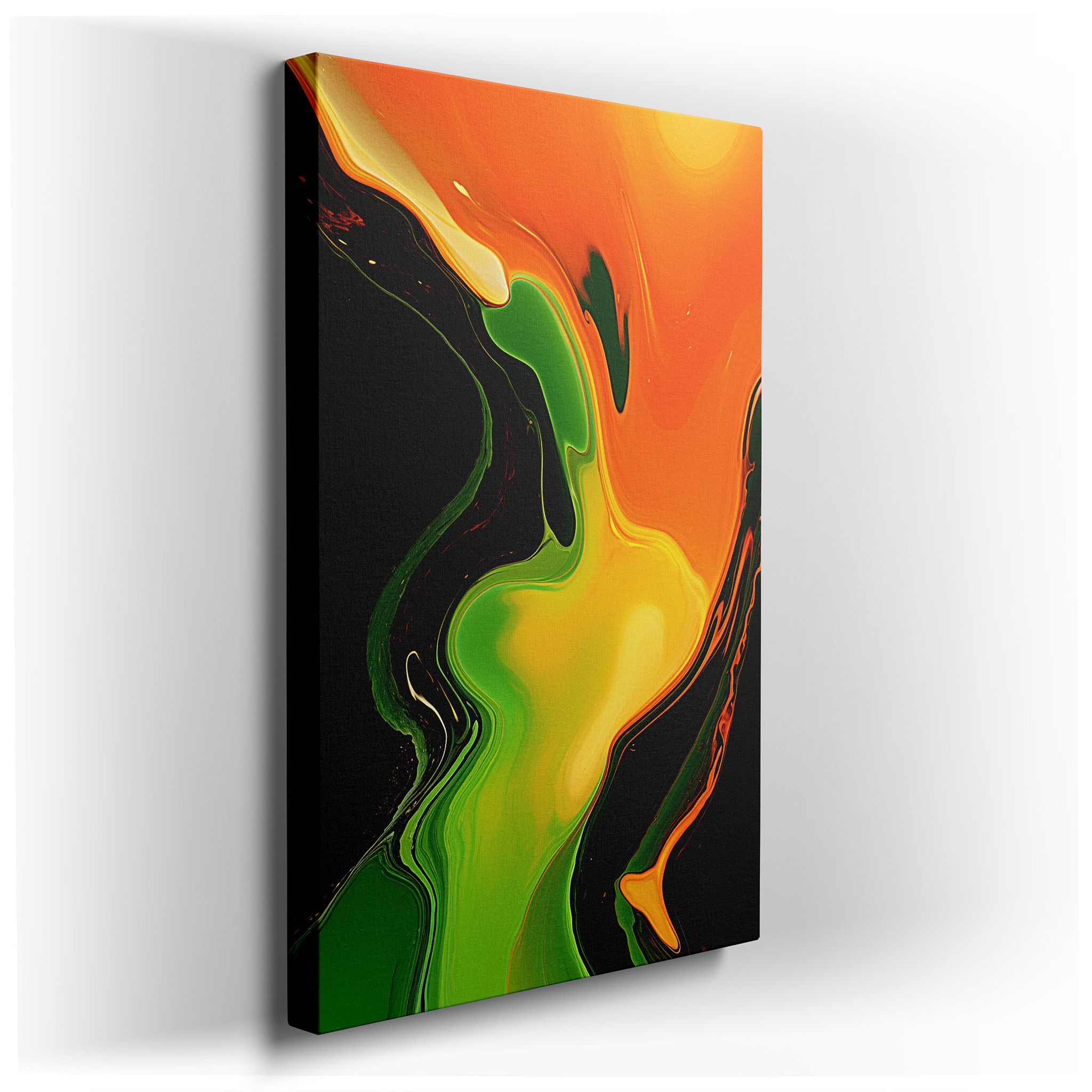 Vibrant Orange and Black Dance of Light and Darkness Large Canvas Wall Art for Office and Bedroom Decor wrapped canvas