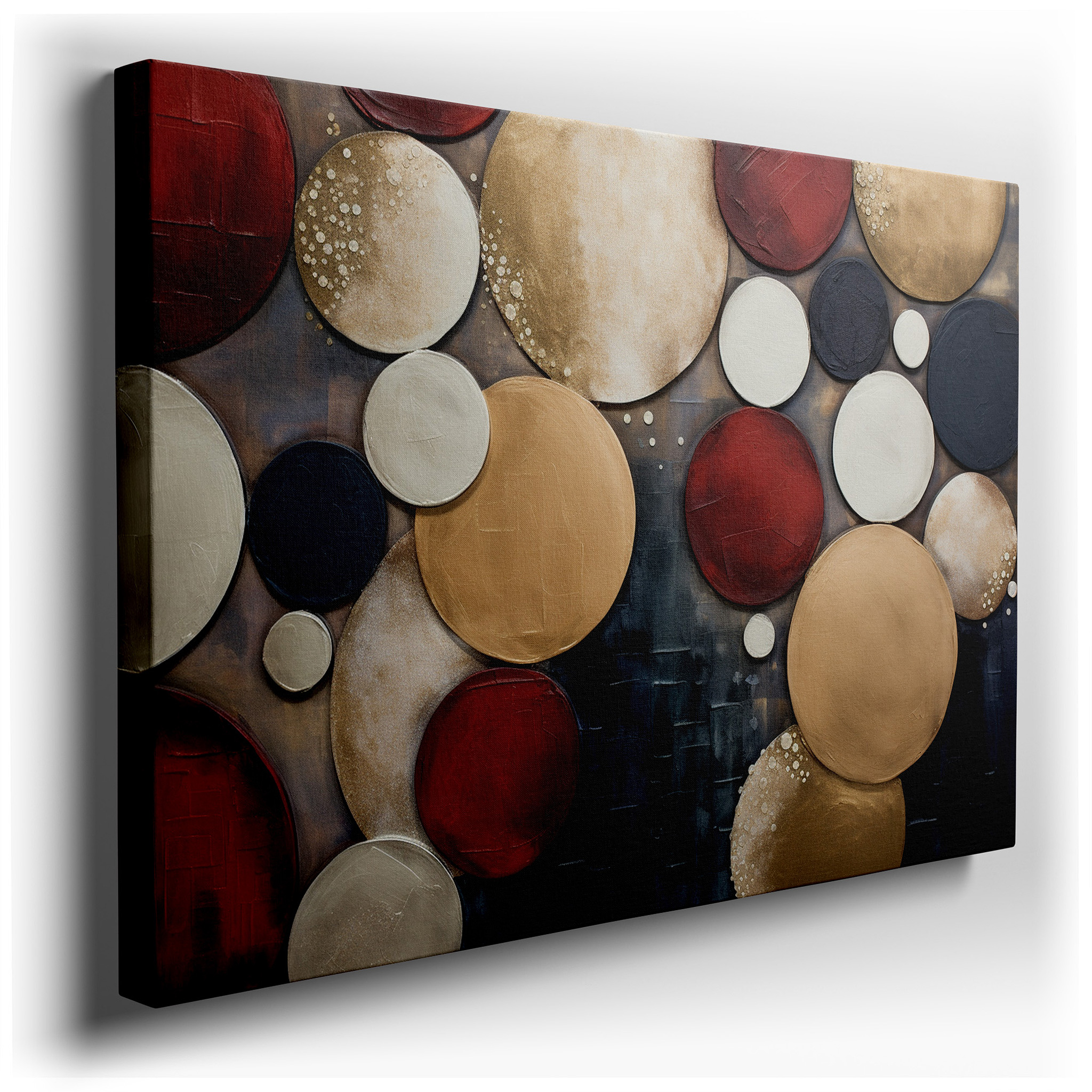 Vibrant Overlapping Circles Large Wall Art for Modern Spaces, Canvas Wall Decor for Office and Bedroom wrapped canvas -