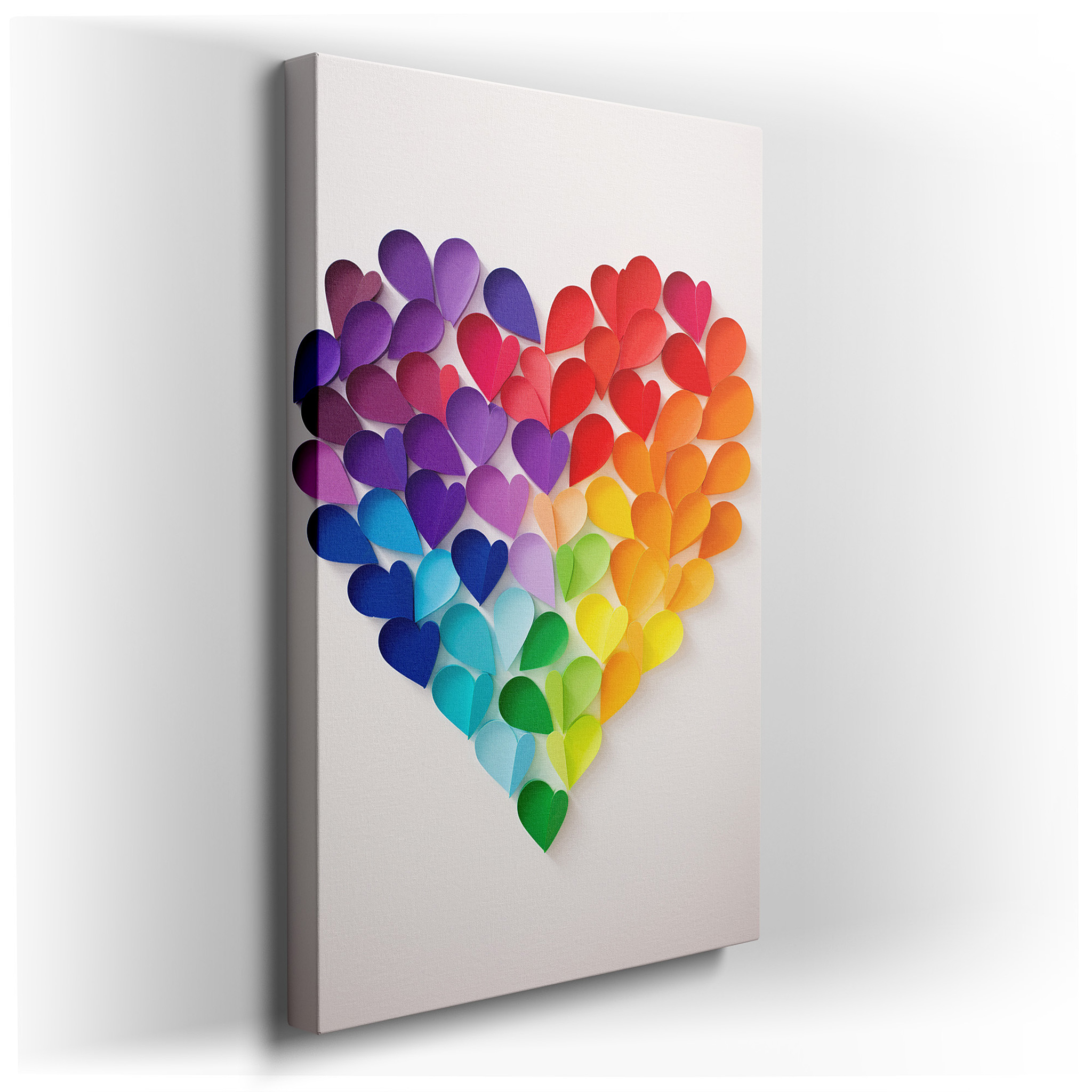Vibrant Paper Hearts Wall Art Celebrating Love, Unity, and Diversity - Perfect for Office, Bedroom, and Living Room
