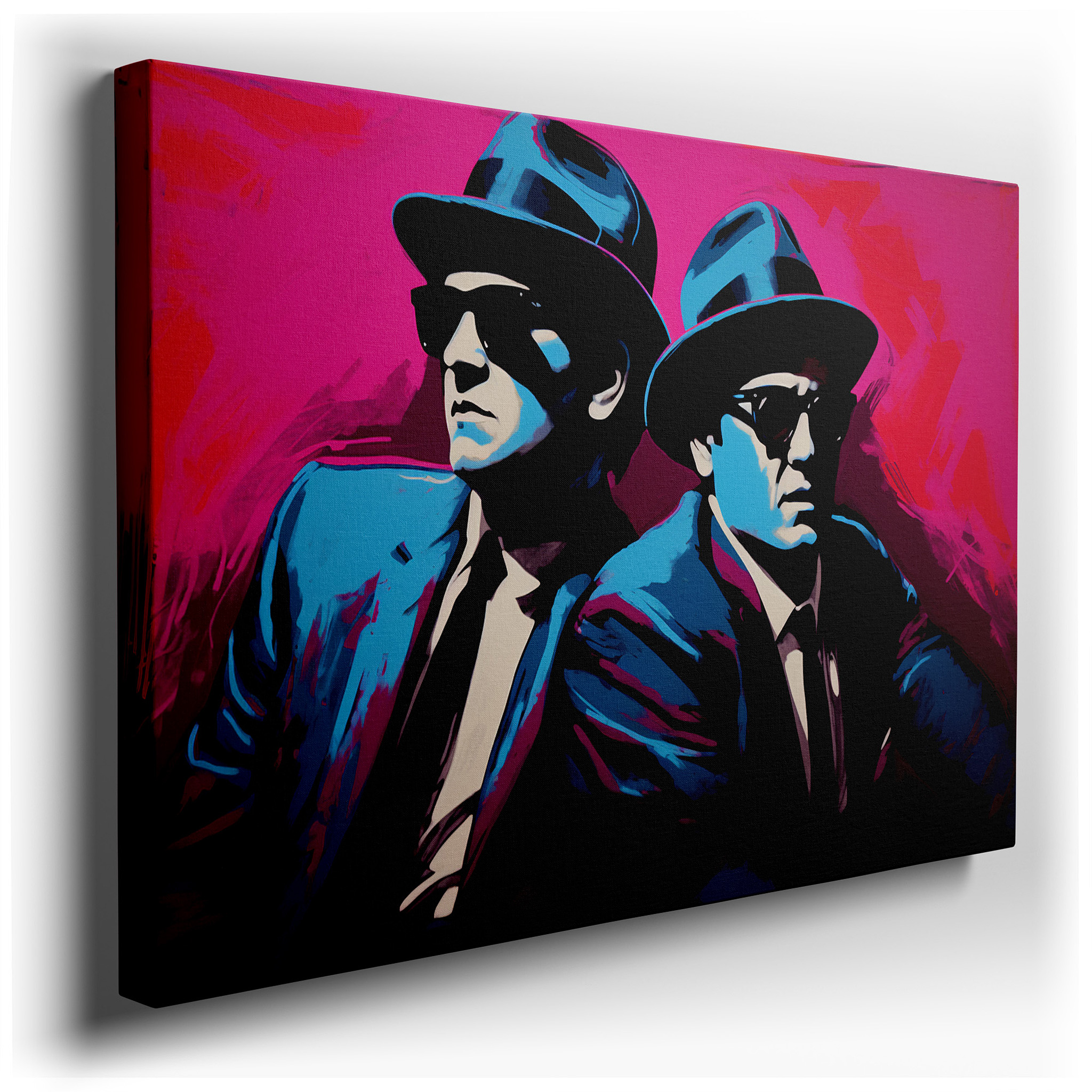 Vibrant Pink and Blue Iconic Duo - Modern Pop Art Style Large Wall Art, Canvas Wall Art, Wall Decor for Office and