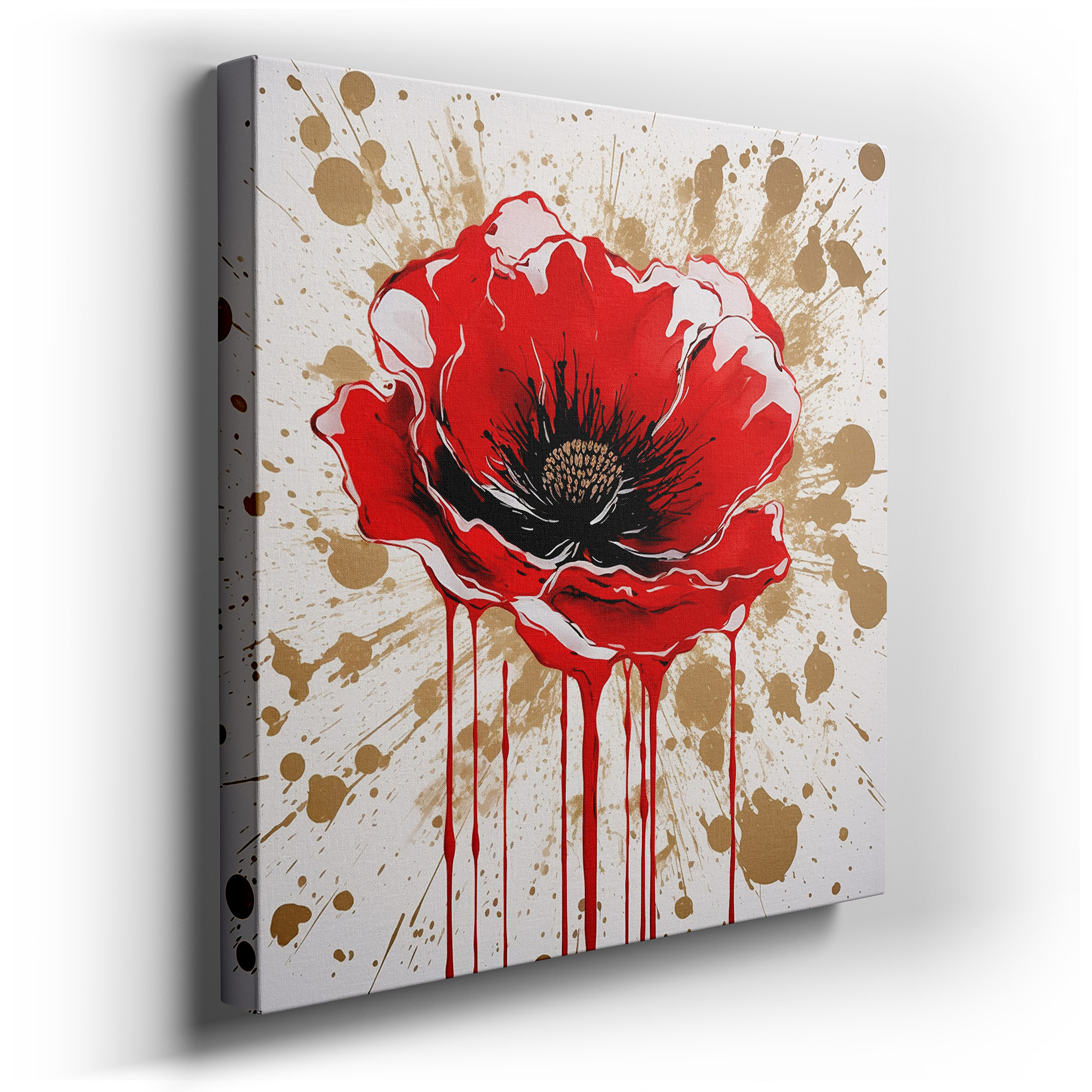 Vibrant Red Poppy: Celebrating Nature's Ephemeral Beauty with Vivid Colors and Dynamic Brushstrokes - Large Canvas Wall