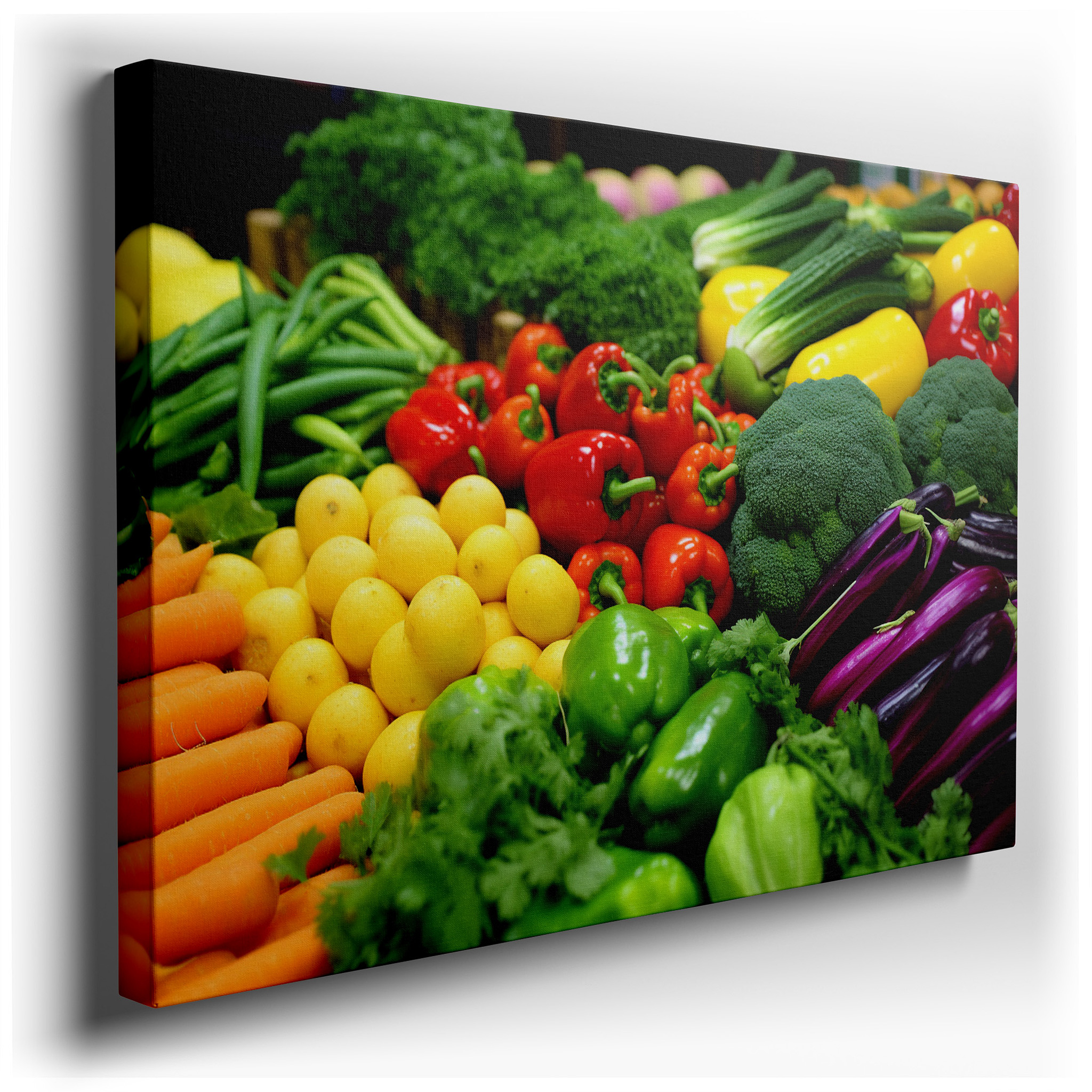Vibrant Vegetable Celebration: Colorful and Textured Large Wall Art for Offices, Bedrooms, and Living Spaces wrapped
