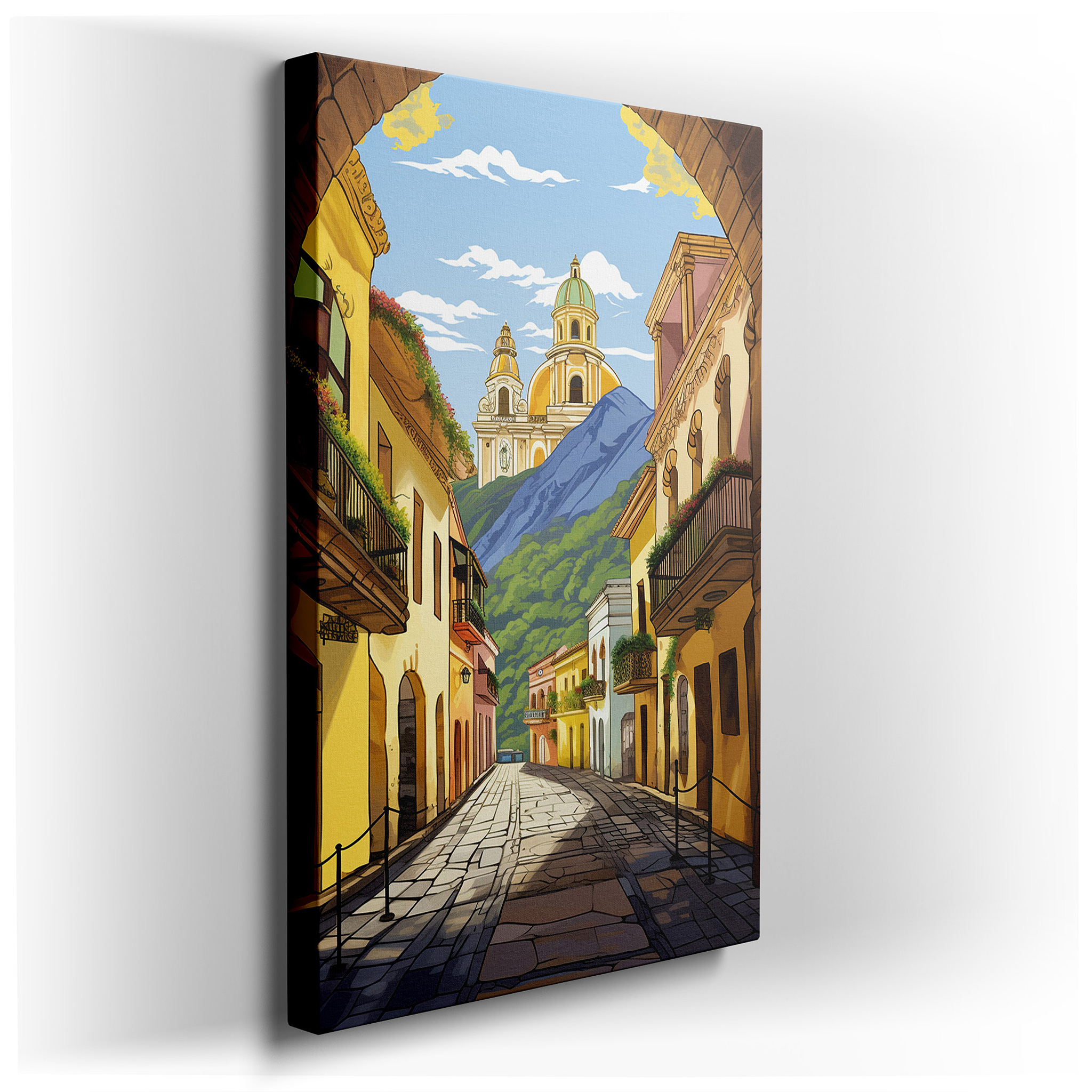 Vibrant Village Scenes and Majestic Mountain Views: Large Canvas Wall Art for Home and Office Decor wrapped canvas -