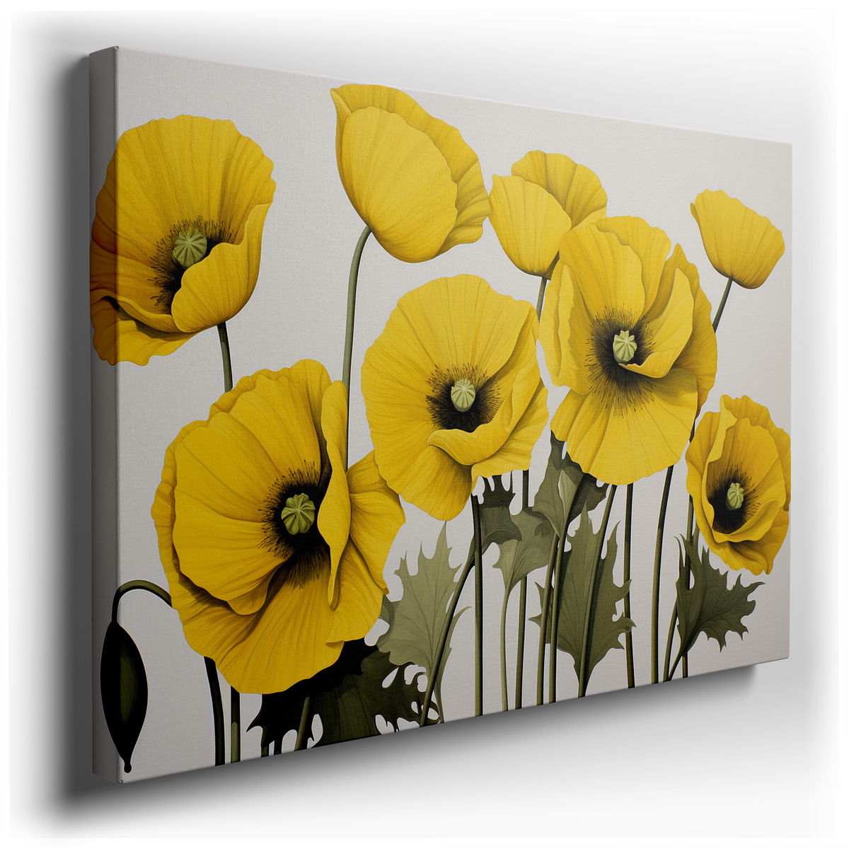 Vibrant Yellow Poppies in Bloom - Abstract Floral Canvas Wall Art