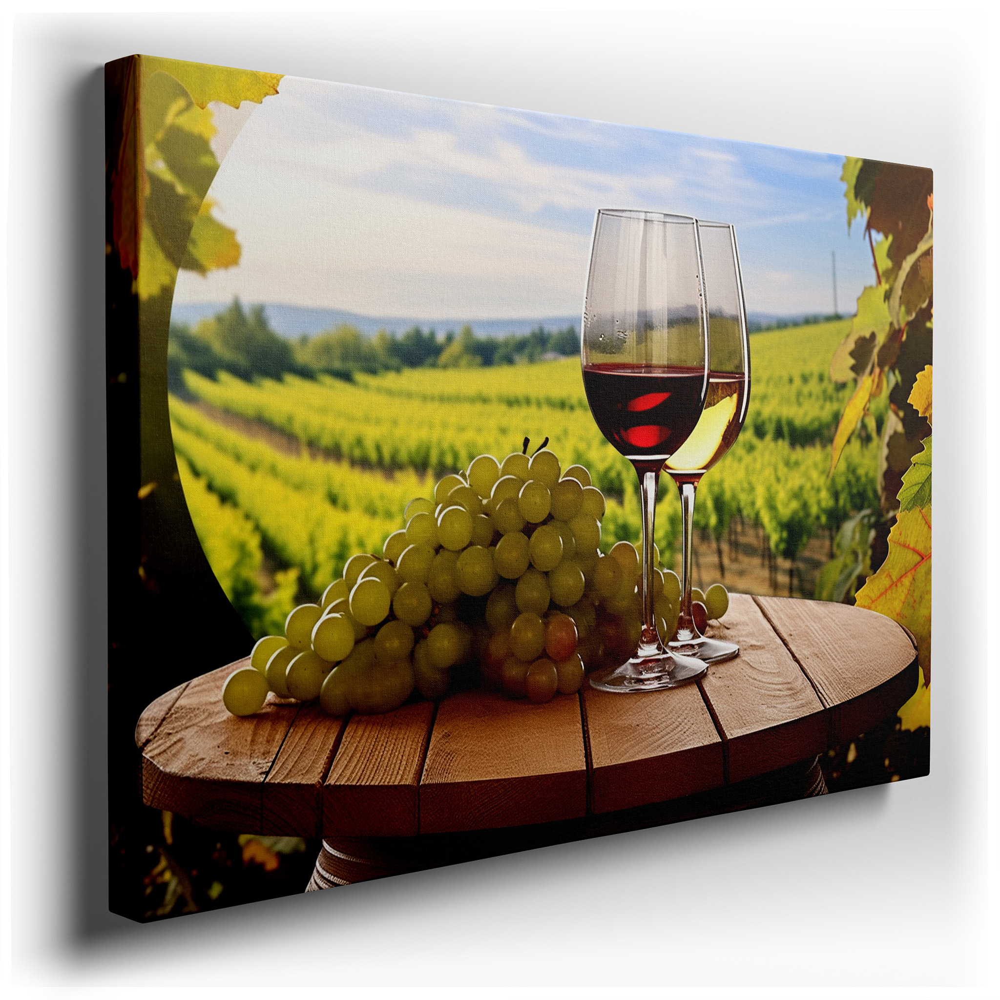 Vineyard Serenity Wall Art: Celebrate Winemaking with this Sunlit Retreat - Themed Large Canvas, Perfect for Office or