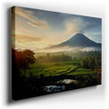 Volcanic Dawn Majesty - Lush Landscape Canvas Wall Art