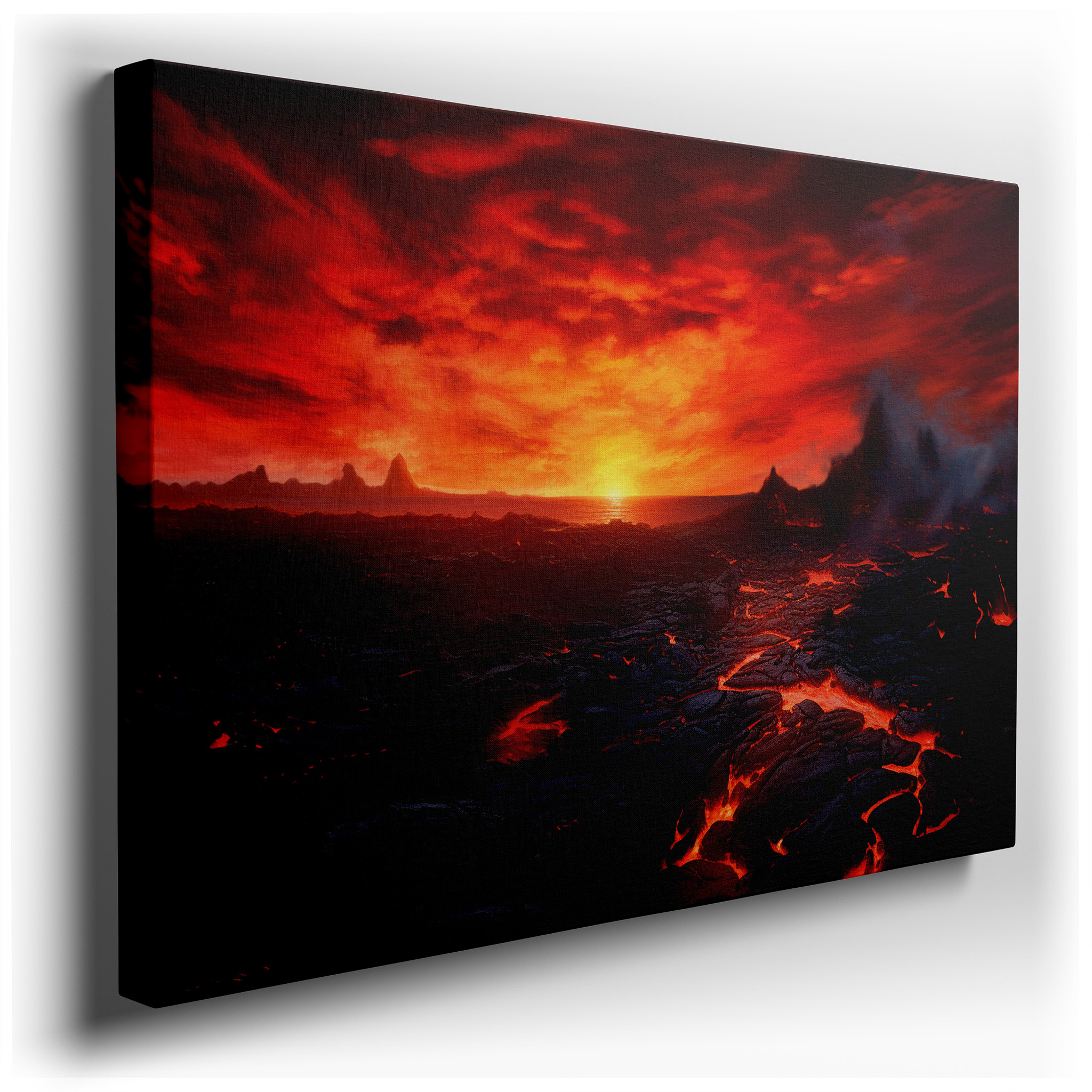 Volcanic Splendor at Twilight: A Captivating Dance of Light and Shadow - Oversized Wall Art, Canvas Art, Wall Decor,