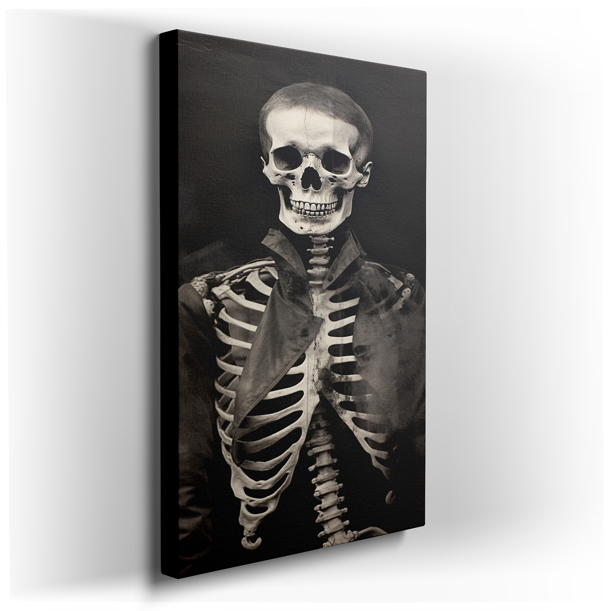 19th - Century Skeleton in Historical Attire - Large Canvas for Home and Office Decor, Ideal for Living Rooms and
