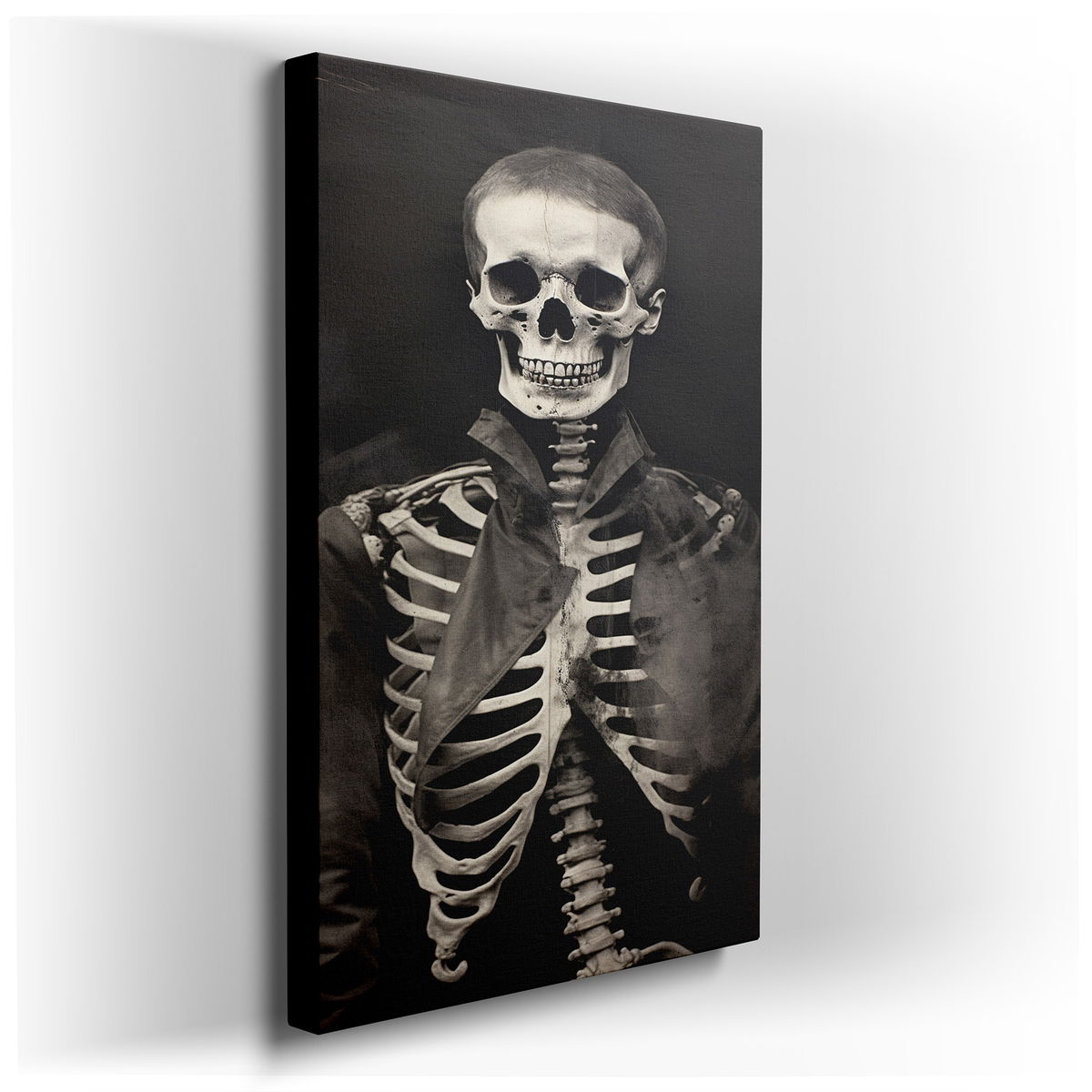 19th-Century Skeleton in Historical Attire - Gothic Canvas Wall Art