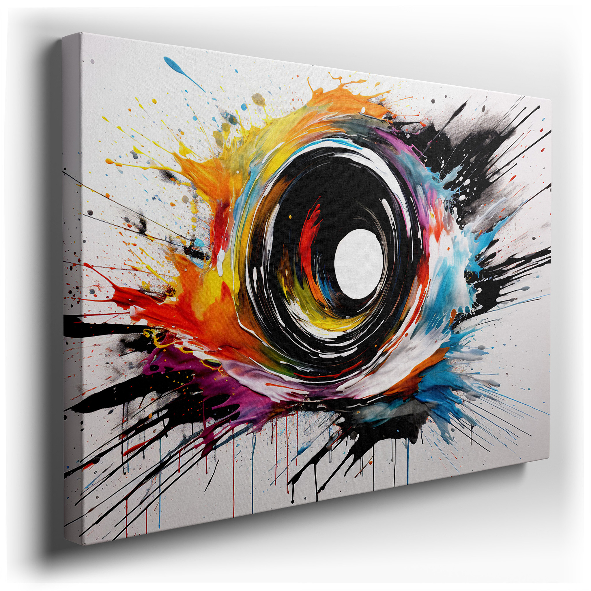 A Striking Spiral in Fiery Reds and Cool Blues, Representing Creativity and Transformation - Large Canvas Wall Art for