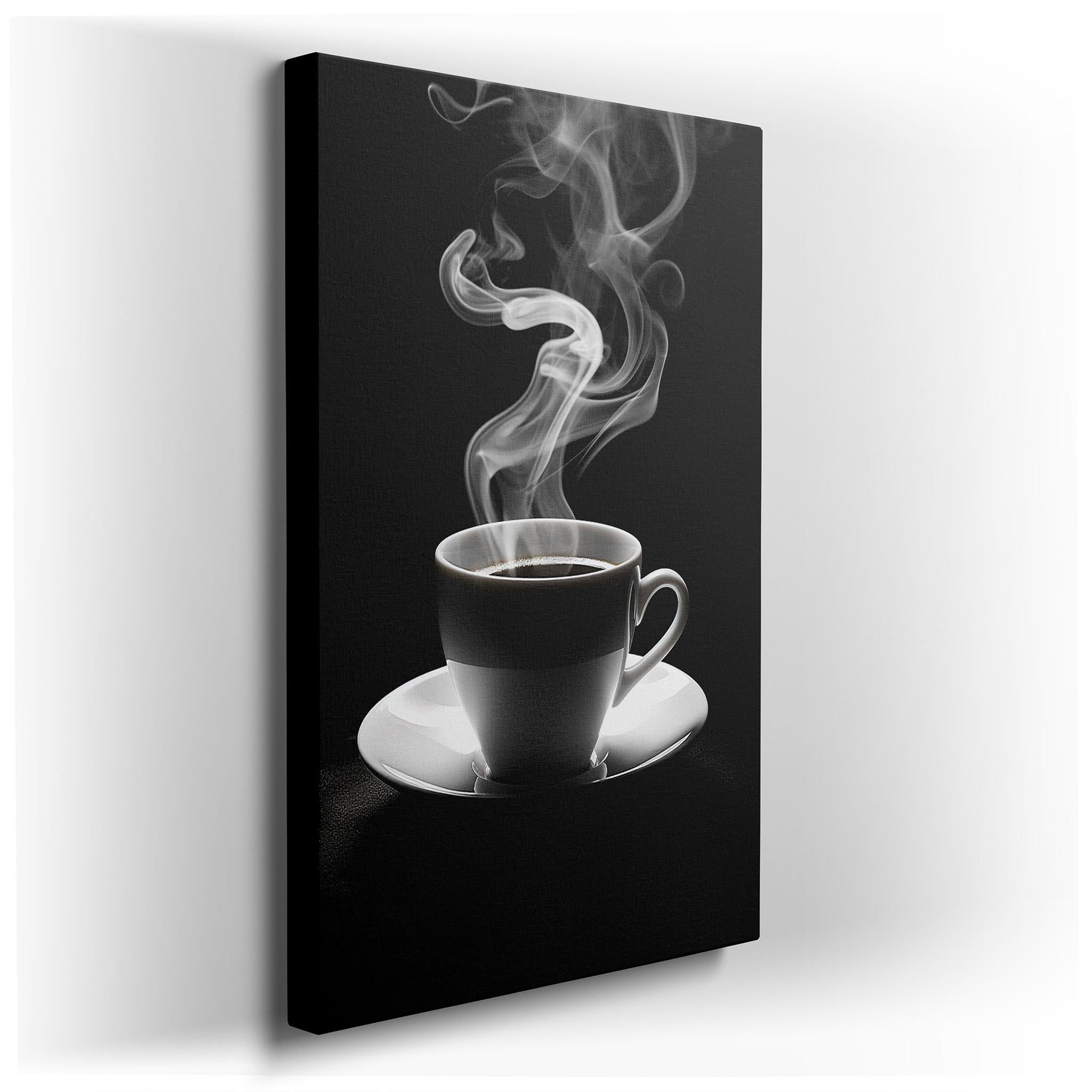 "A Tranquil Morning" featuring a steaming cup of coffee, embodying warmth and simplicity. Ideal for large spaces,