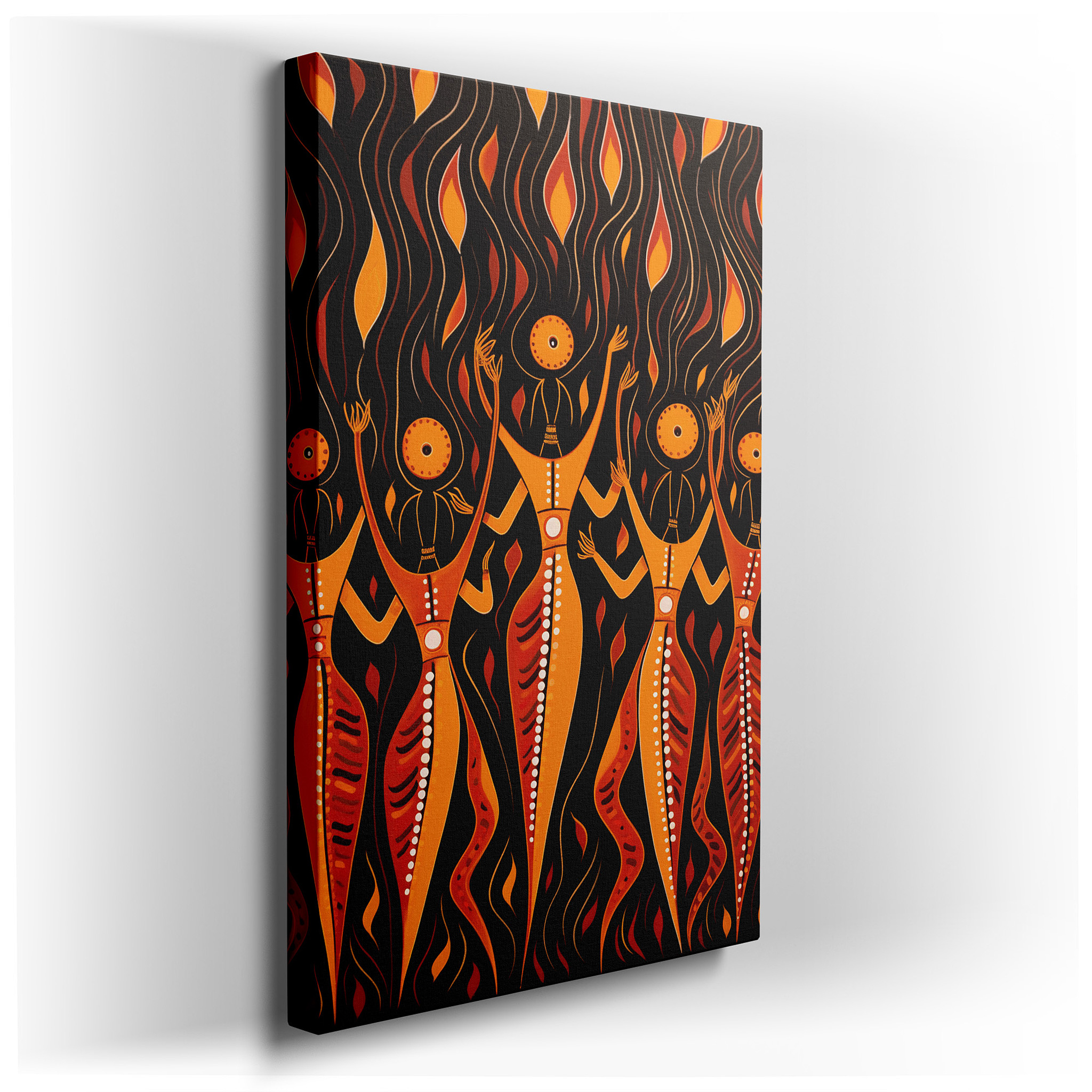 Abstract Dancers - Ethereal Dance of Spirit and Flame in Fiery Motion, Large Canvas Wall Art for Office and Bedroom