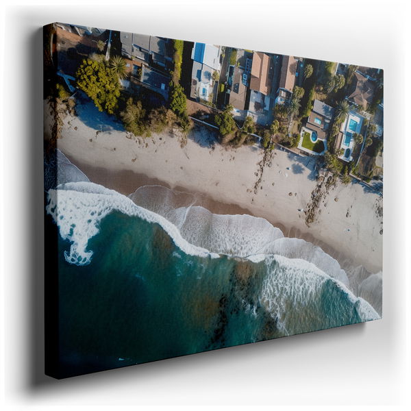 Aerial View of Tranquil Beach - Serene Seascape Canvas Wall Art