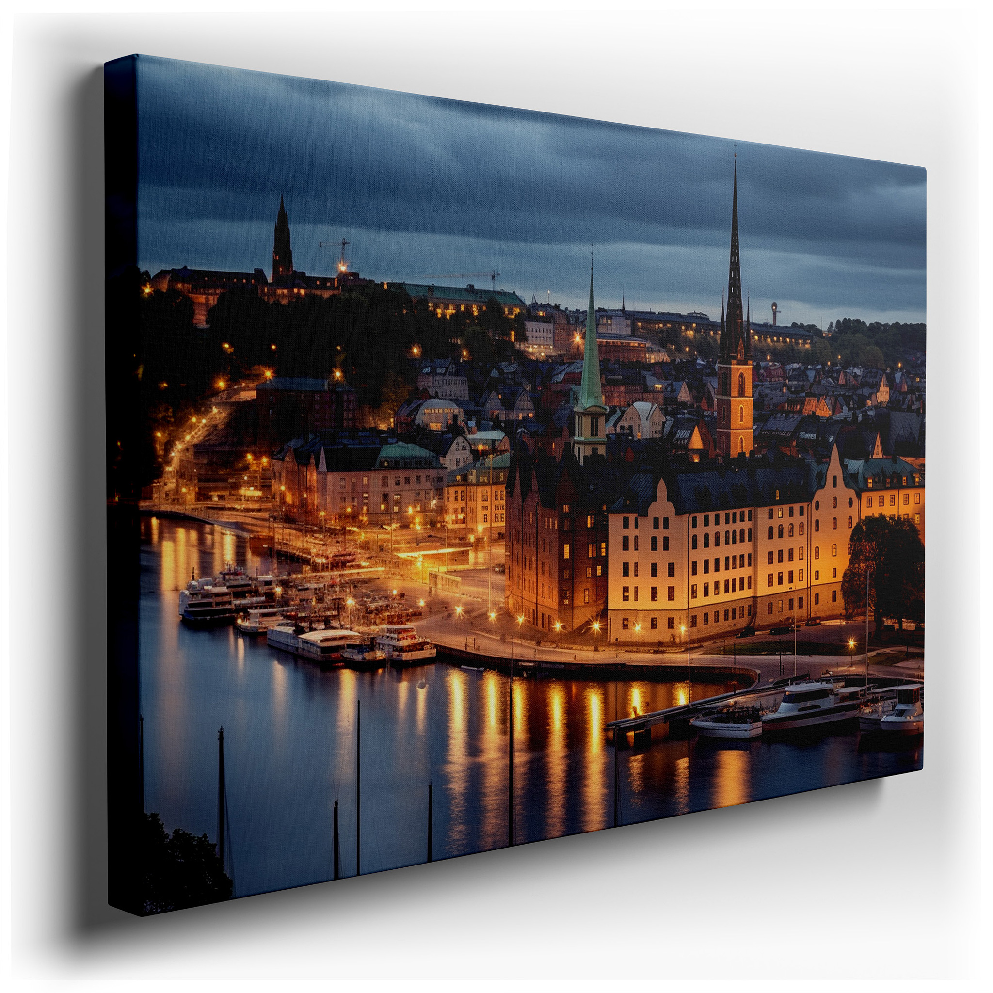 Captivating Night in Stockholm - Blending Historical Charm with Contemporary Energy, Large Canvas Wall Art, Decorative