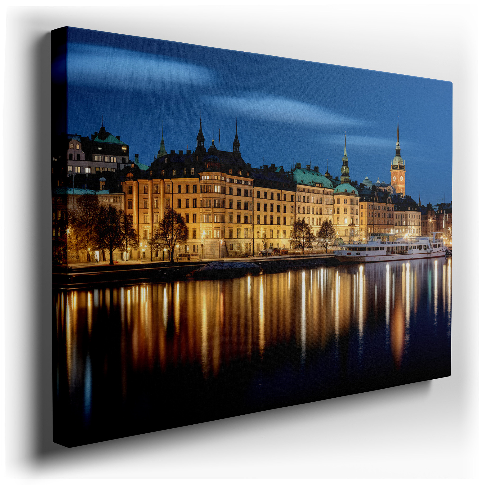 Captivating Stockholm at Night - A Dynamic Fusion of Timeless Elegance and Contemporary Vitality, Large Canvas Wall