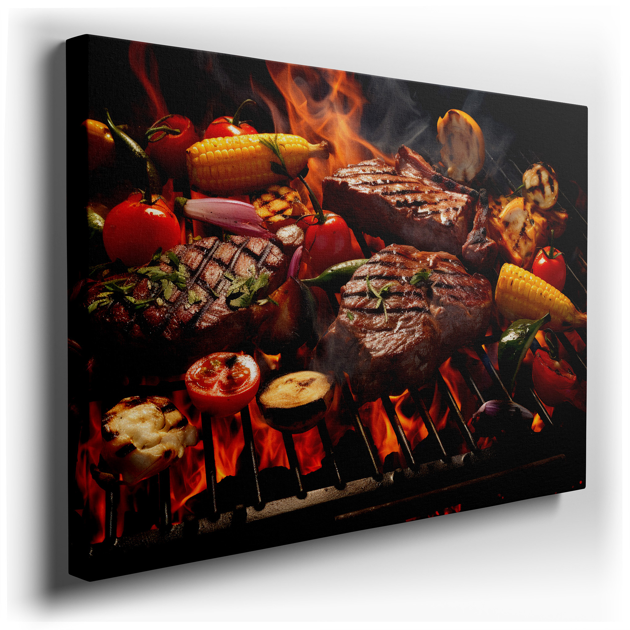 Celebrate Summer with BBQ Grill, Bright Vegetables, and Shared Happiness - Large Canvas for Home or Office Decor,