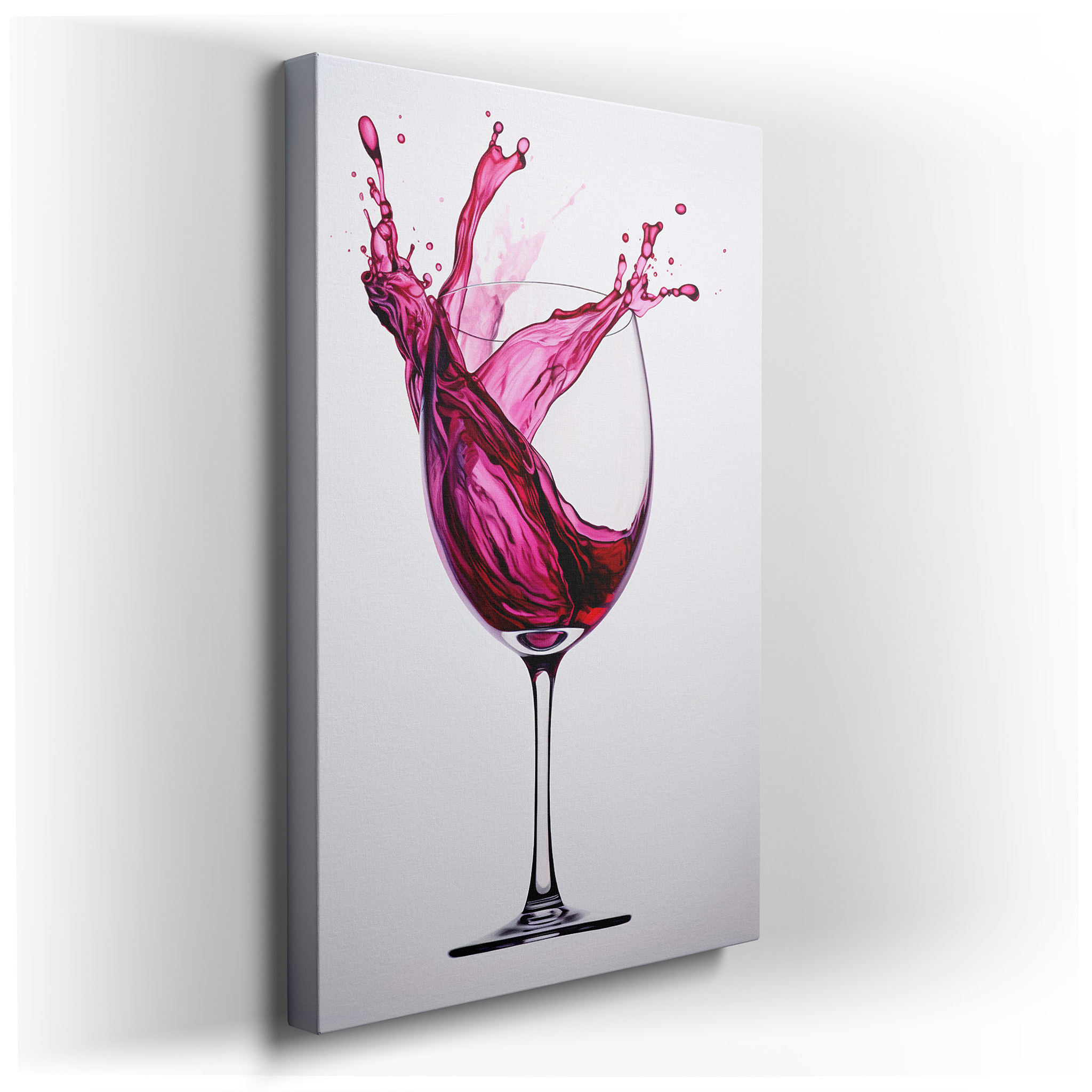Celebrating the Energetic Dance of Wine with a Vivid Splash on Stark White - Large Canvas Wall Art for Office and
