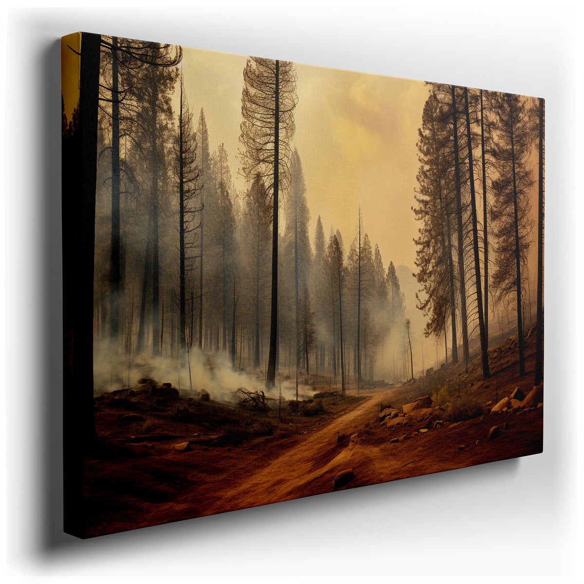 Charred Forest Resilience - Modern Nature Canvas Wall Art