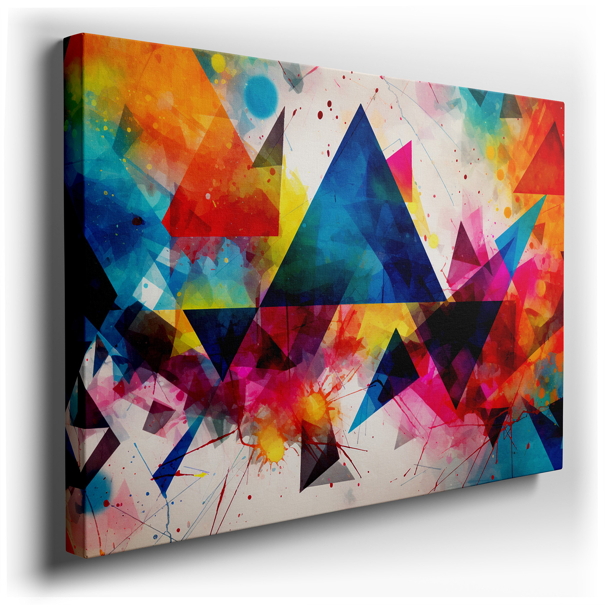 Contemporary Abstract Large Canvas Featuring a Vibrant Spectrum of Geometric Vitality, Ideal for Office, Living Room,
