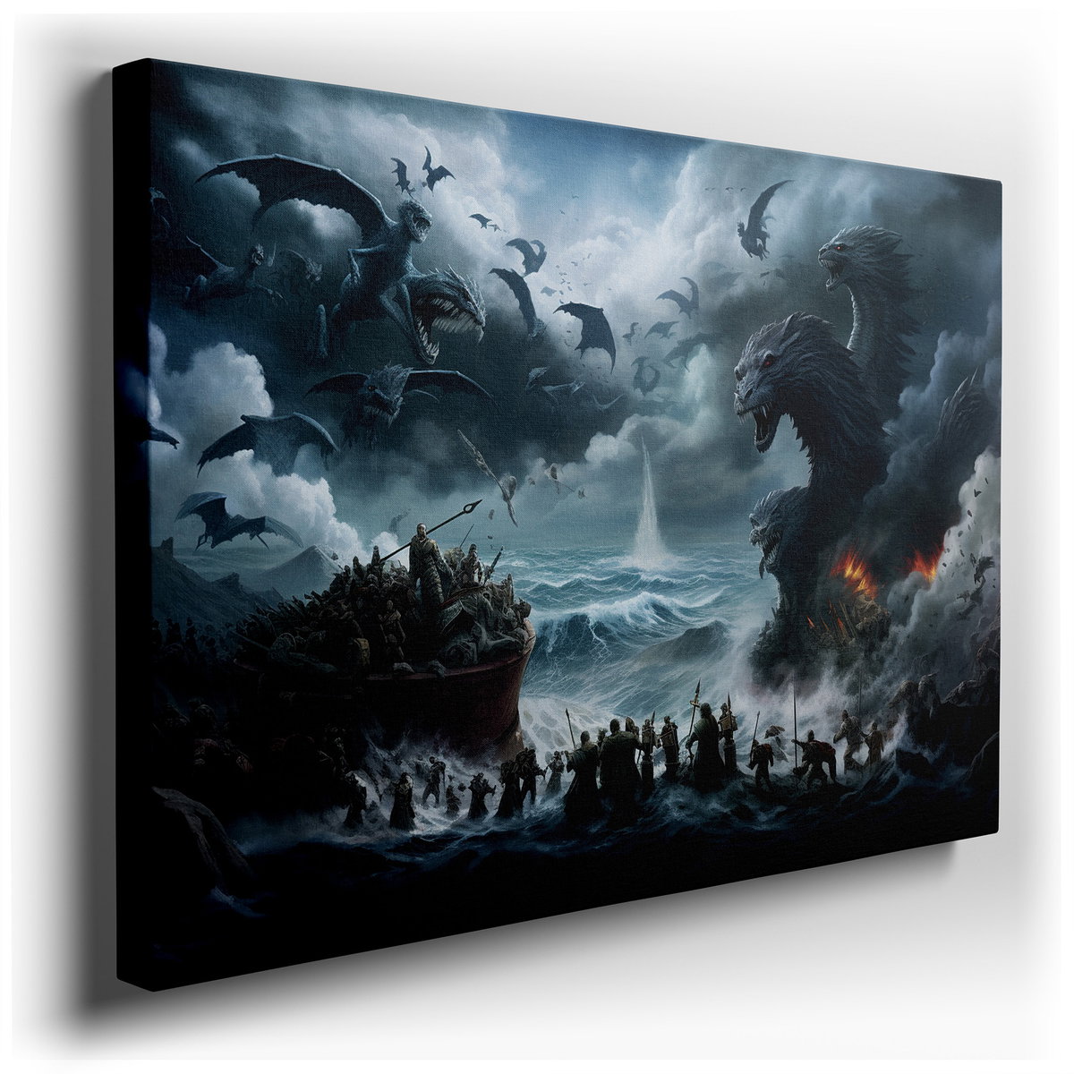 Dramatic Stormy Seascape Wall Art - Large Canvas Decor