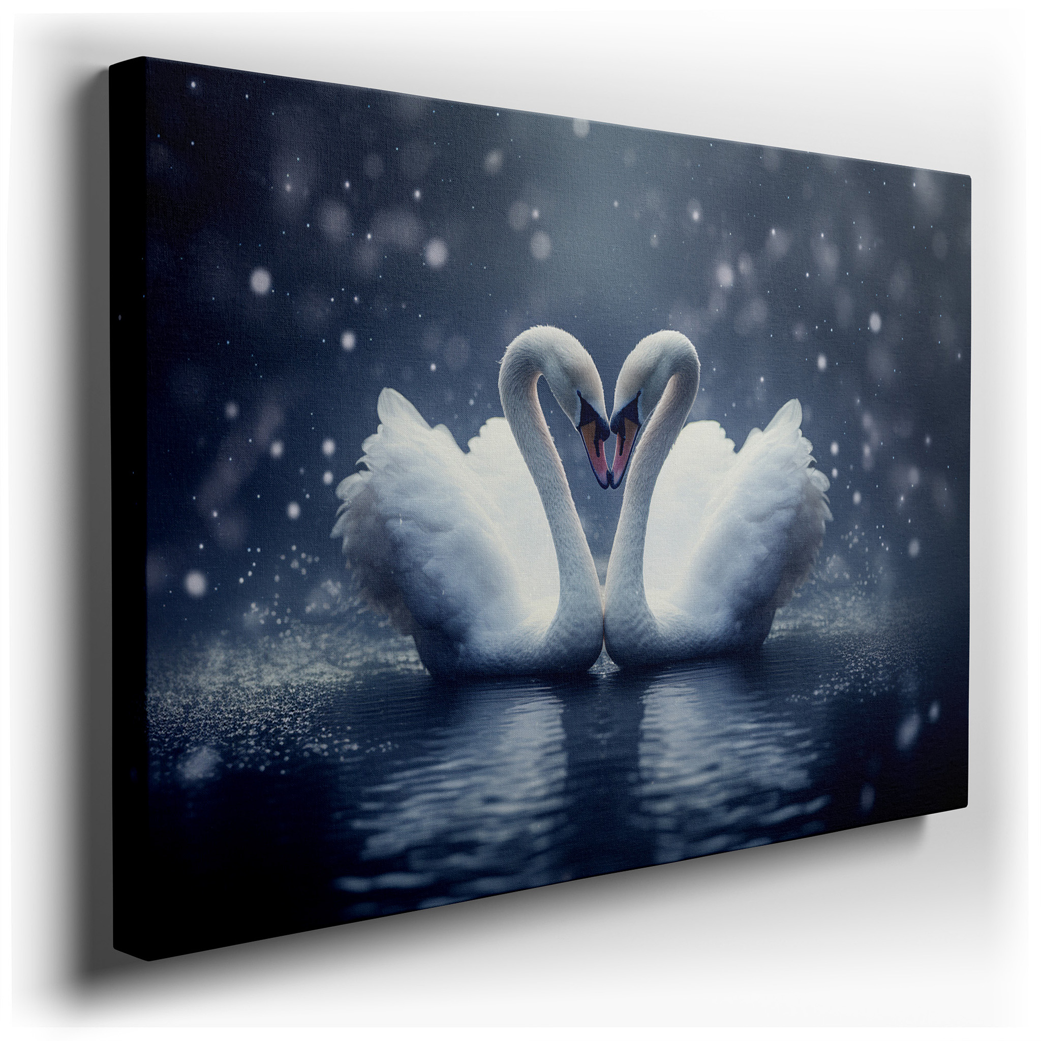 Elegant Swans Creating a Heart on Peaceful Waters - Emblem of Love and Unity. Ideal for Home and Office Decor,