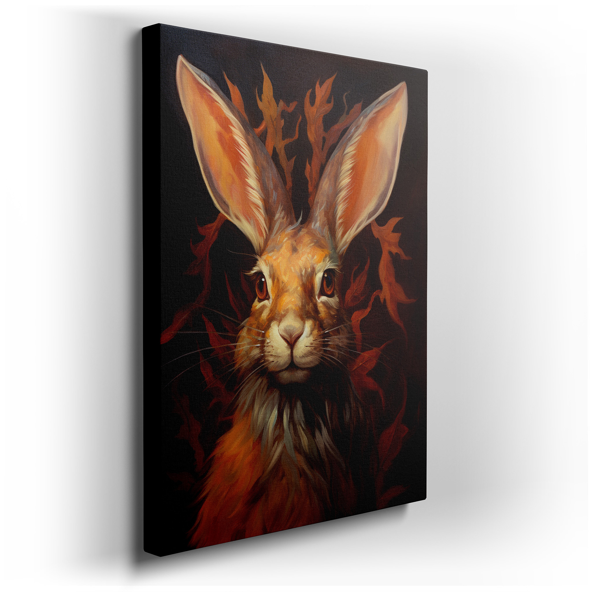 Enchanting Hare Among Autumn Leaves - A Bright Tribute to Nature's Beauty. Large Canvas Wall Art for Home and Office