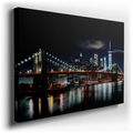 Enchanting Nighttime View of Brooklyn Bridge - Urban Canvas Wall Art