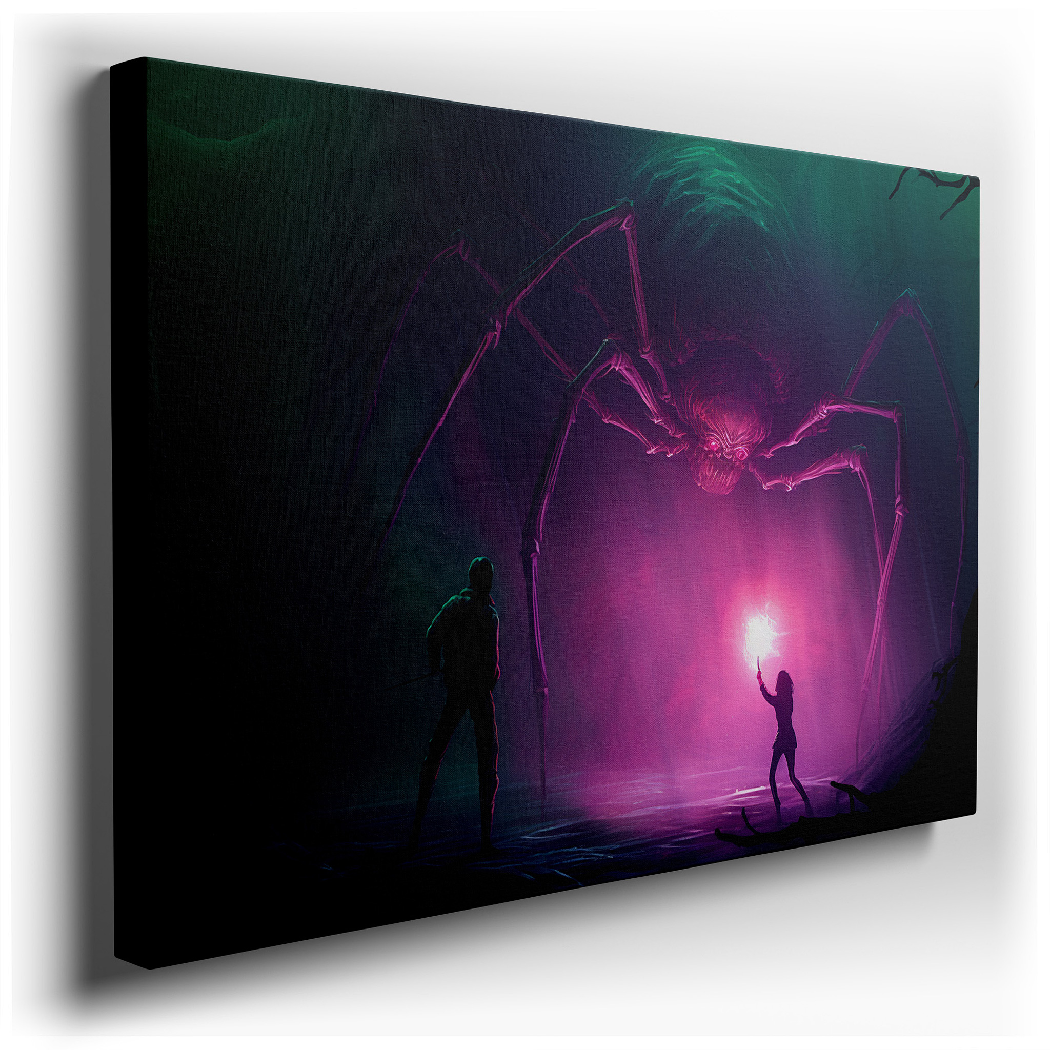 Epic Confrontation of Courage vs. Fear in a Mystical Realm - Large Canvas Wall Art for Office and Bedroom Decor wrapped