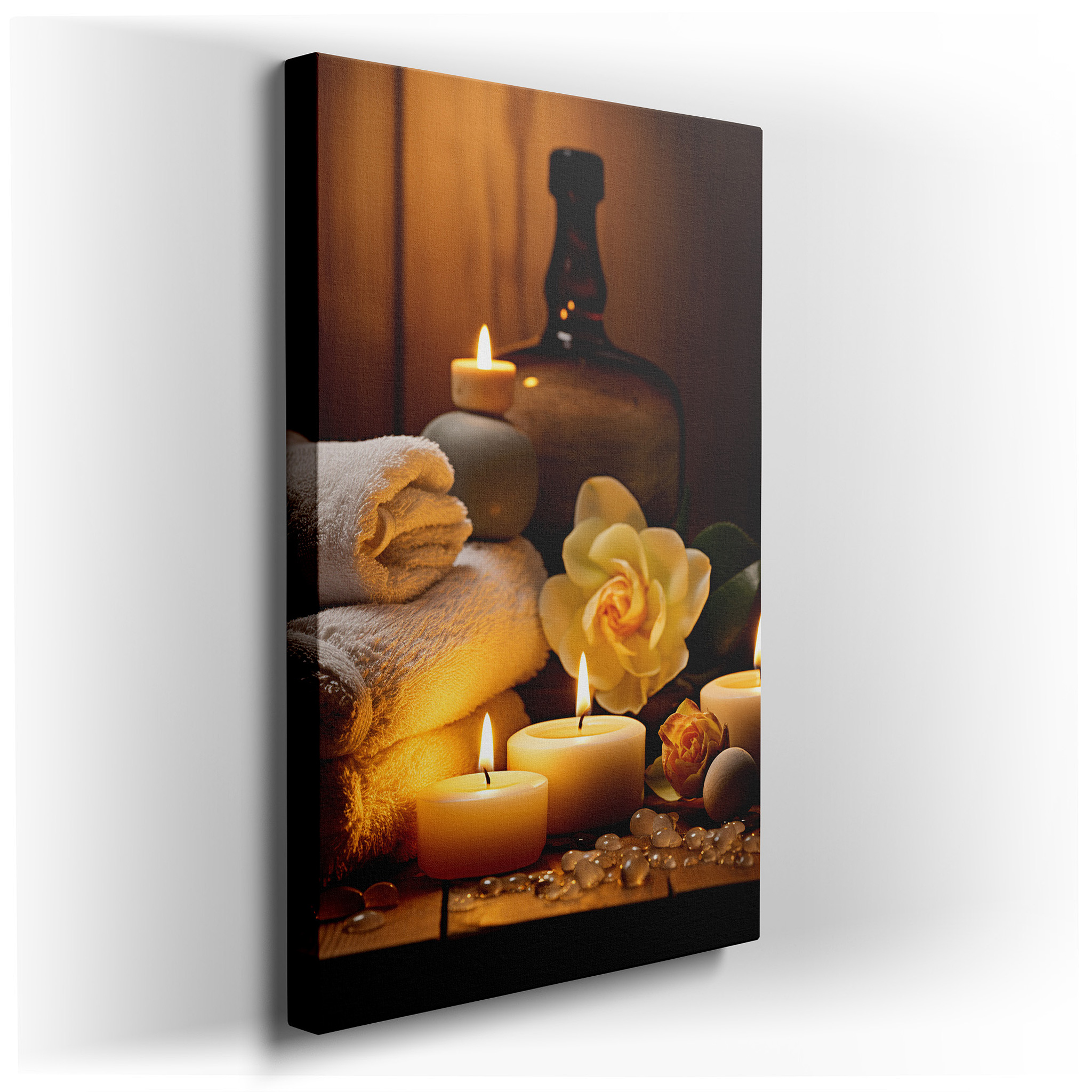 Experience Candlelit Serenity with Spa - Inspired Large Canvas Art for Office, Bedroom, and Living Room Decor wrapped