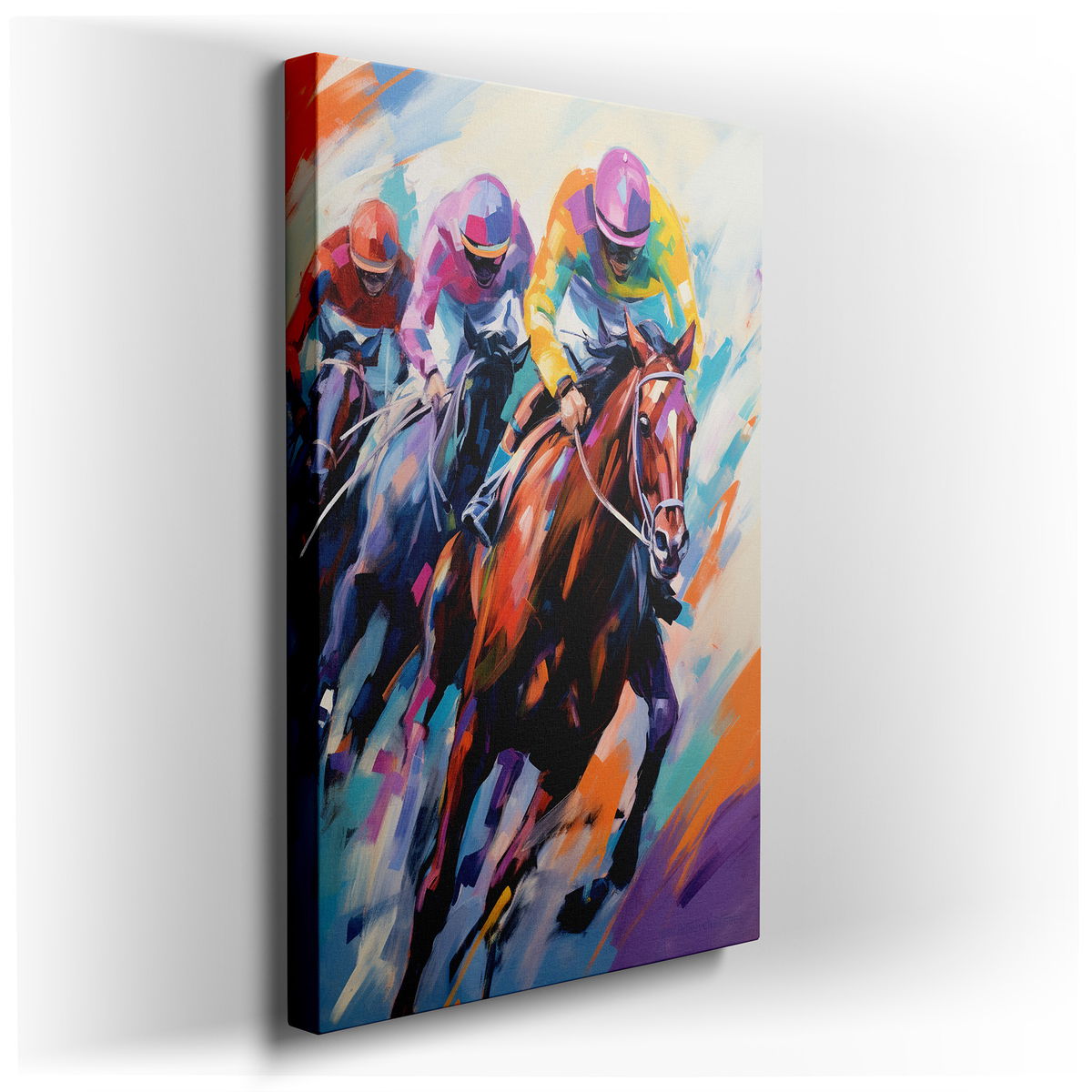 Horse Racing - Dynamic Abstract Colors Canvas Wall Art