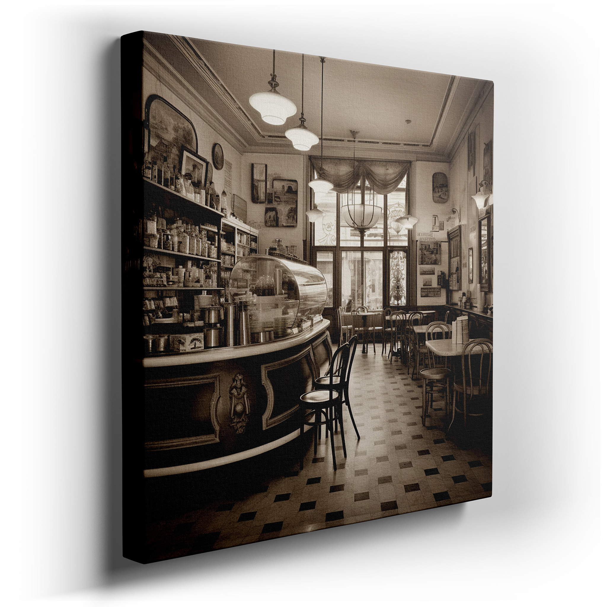 Experience the Timeless Charm of a Café - Journey into Nostalgia with Warmth and Comfort. Explore Large Wall Art,