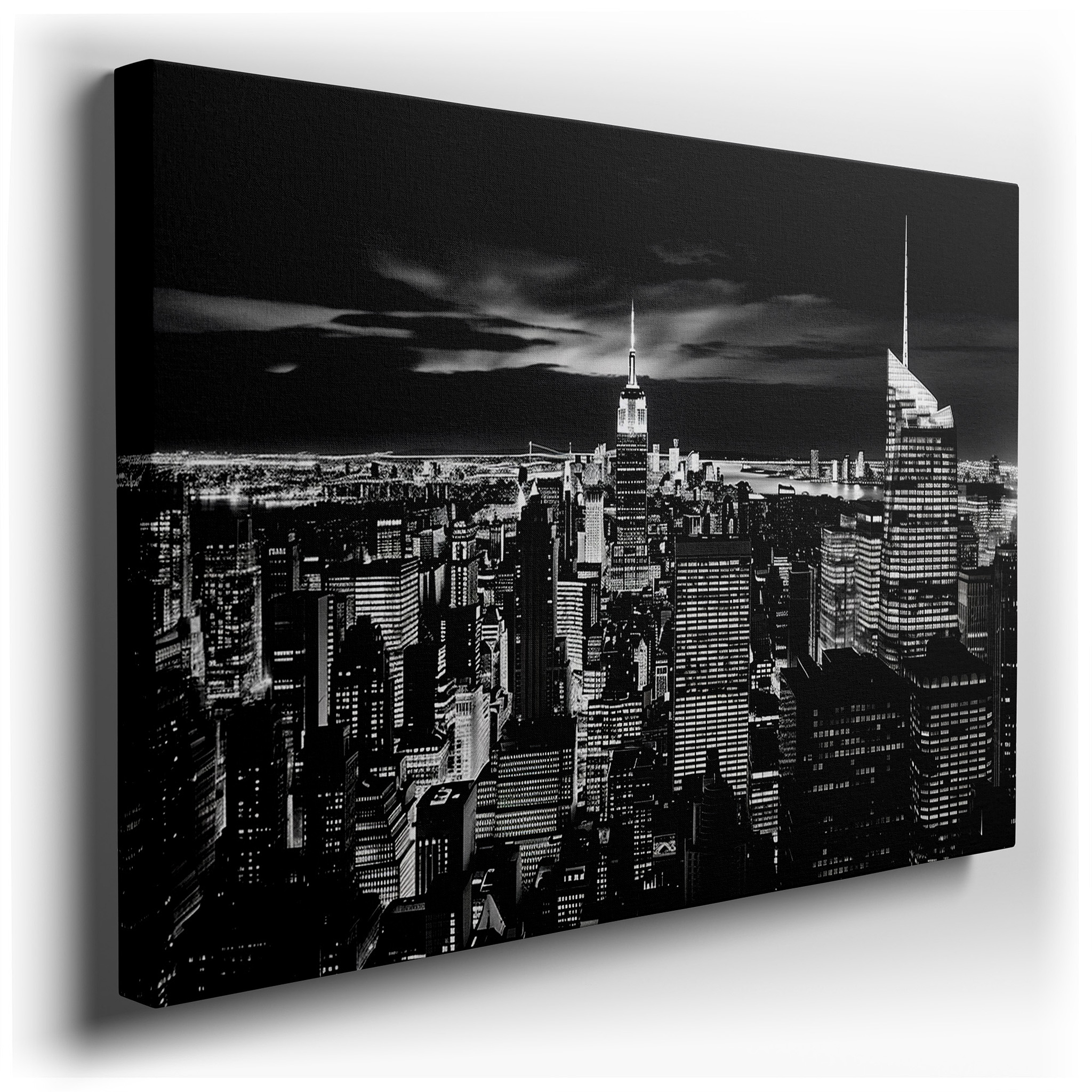 Experience the Timeless Elegance of New York's Night Skyline with the Iconic Empire State Building - Large Canvas Wall