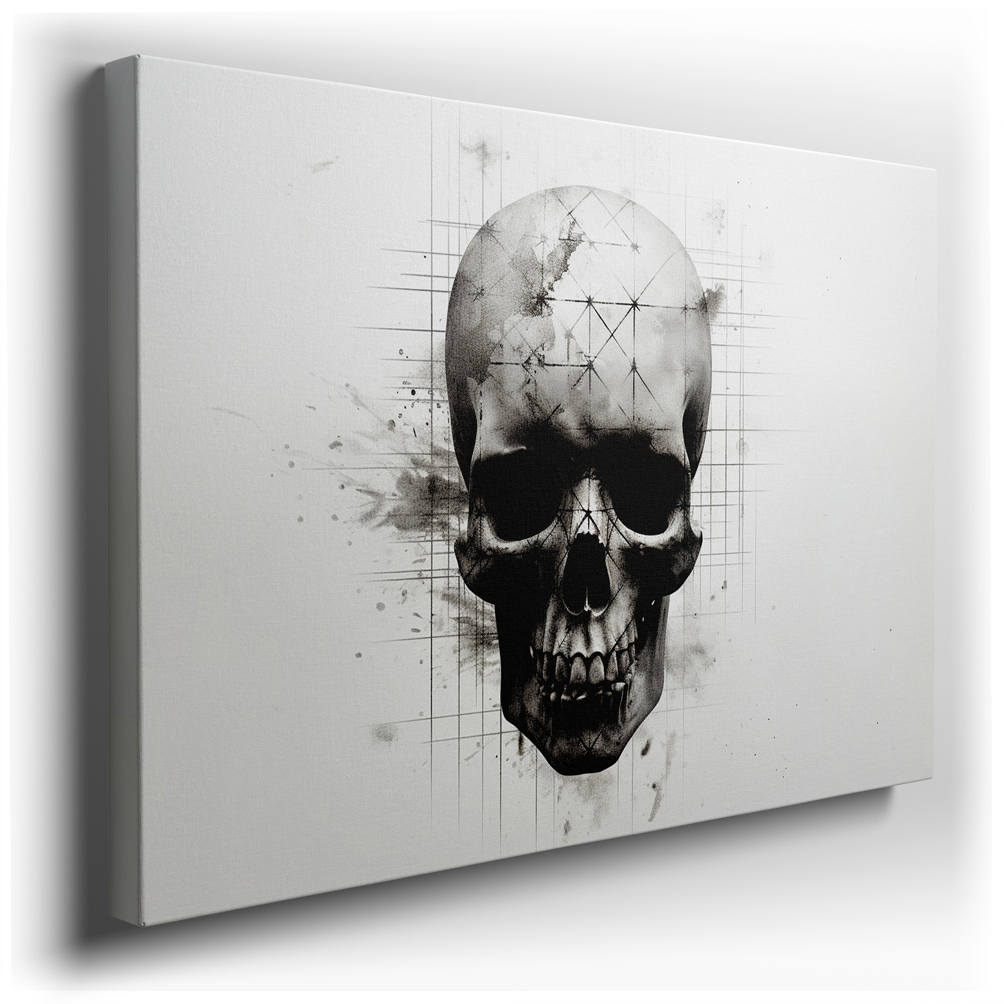Explore the Essence of Existence with a Geometric Skull Design - Large Canvas Art for Home and Office Decor, Ideal for