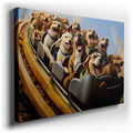 Joyful Dogs on a Roller Coaster - Whimsical Canvas Wall Art