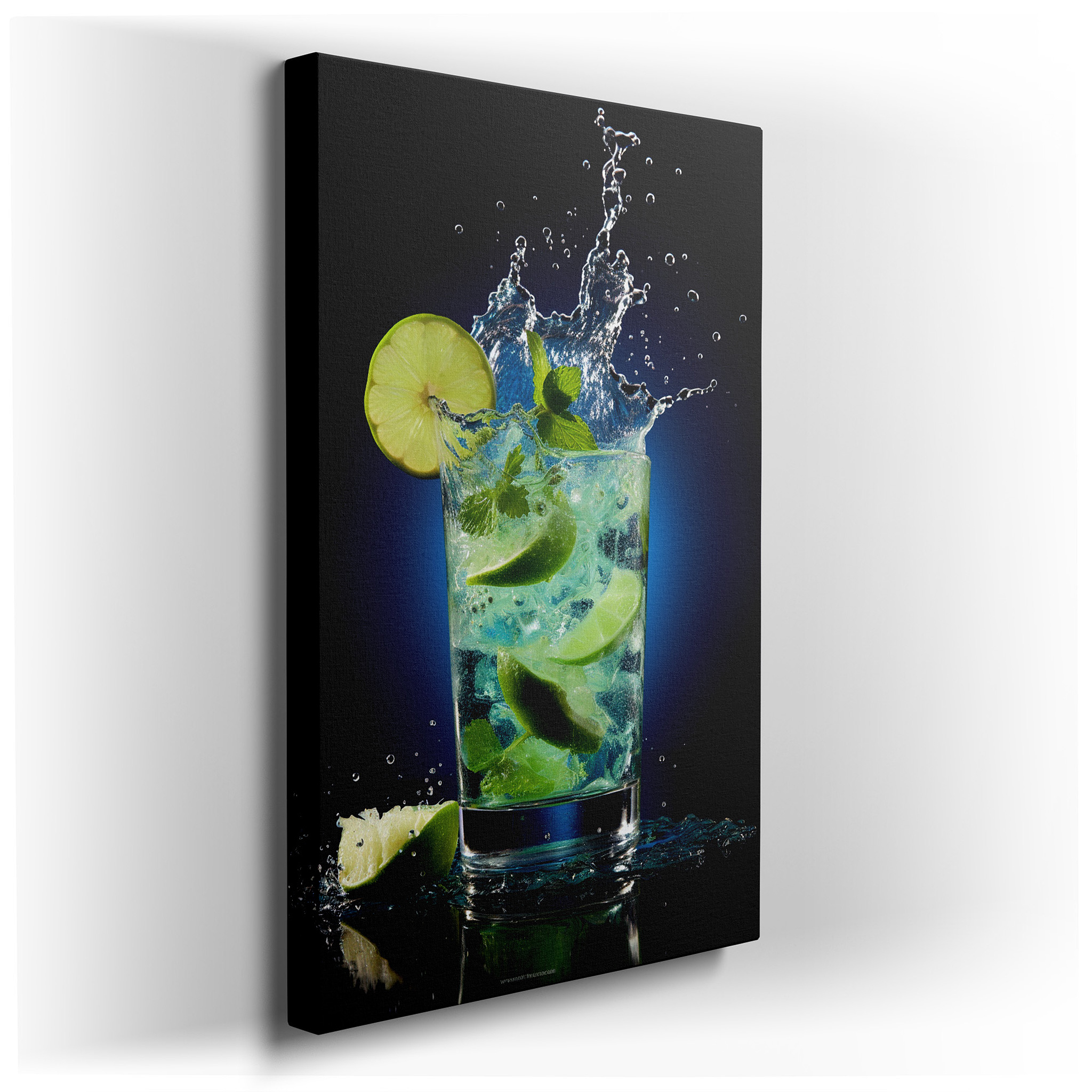 Lively Mojito Splash - A Vivid Display of Bubbles and Light. Large Canvas Wall Art for Office and Bedroom Decor.