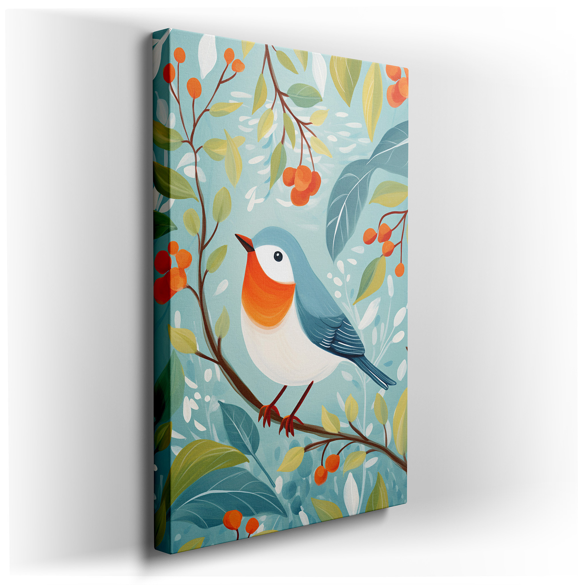 Lush Foliage with Vivid Bird - A Tranquil Homage to Nature's Beauty. Ideal for Office, Bedroom, and Home Decor,