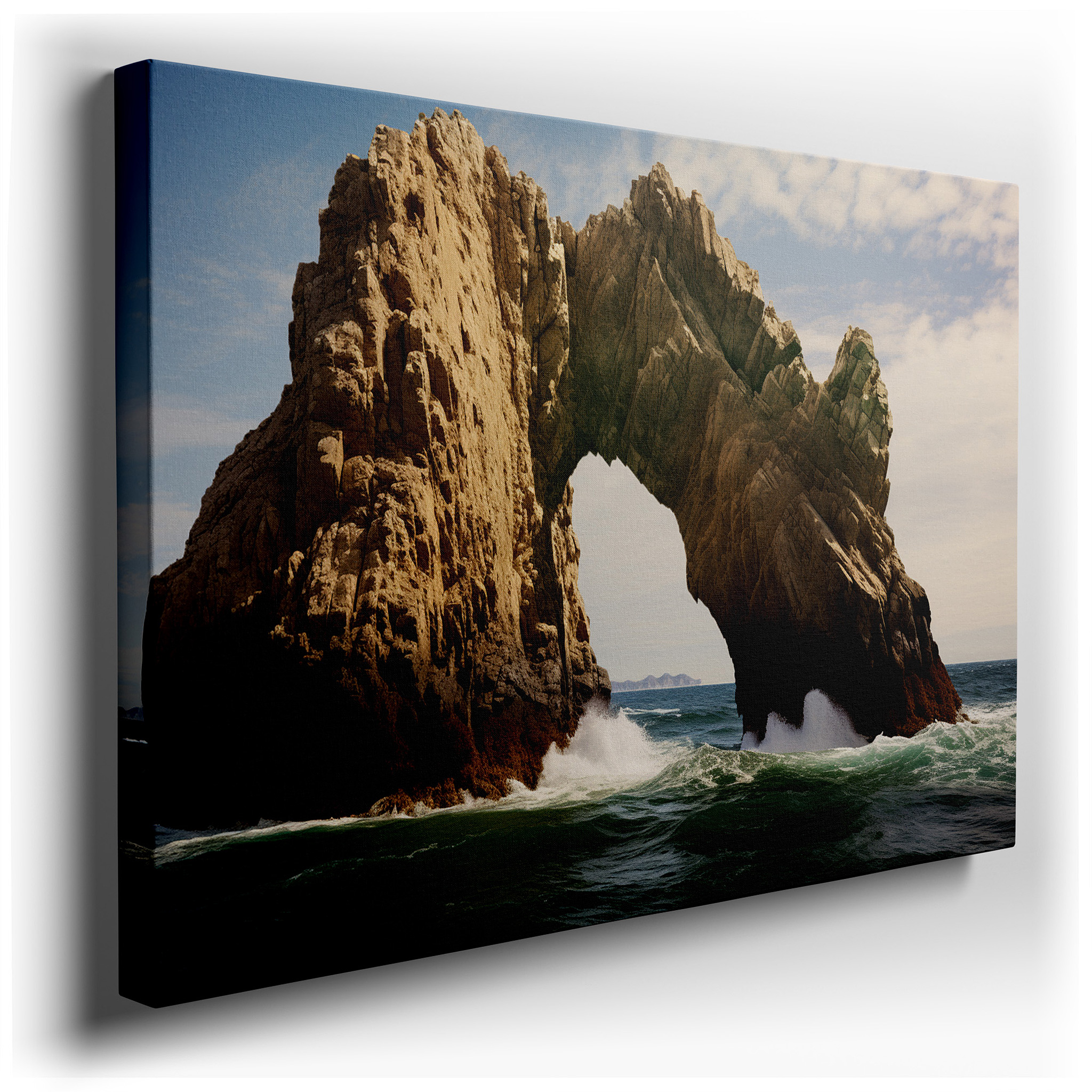Majestic Arch and Crashing Waves - A Symphony of Light and Nature's Power. Large Canvas Wall Art for Home and Office
