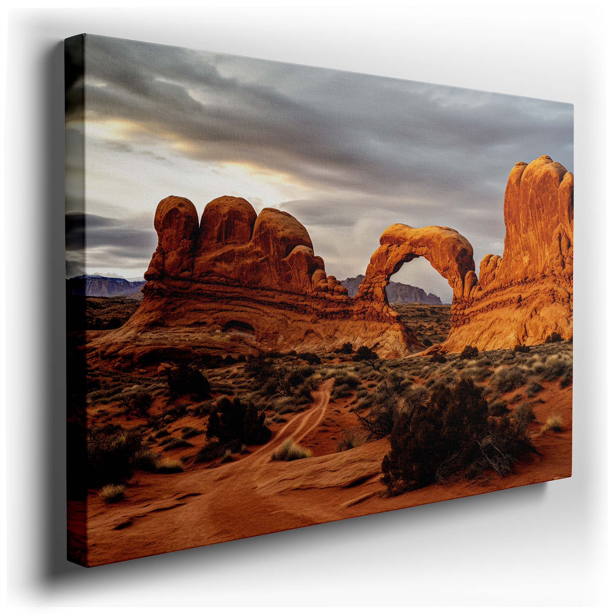 Majestic Arches National Park - Timeless Nature and Dramatic Skies. Large Canvas Wall Art for Office and Bedroom Decor.