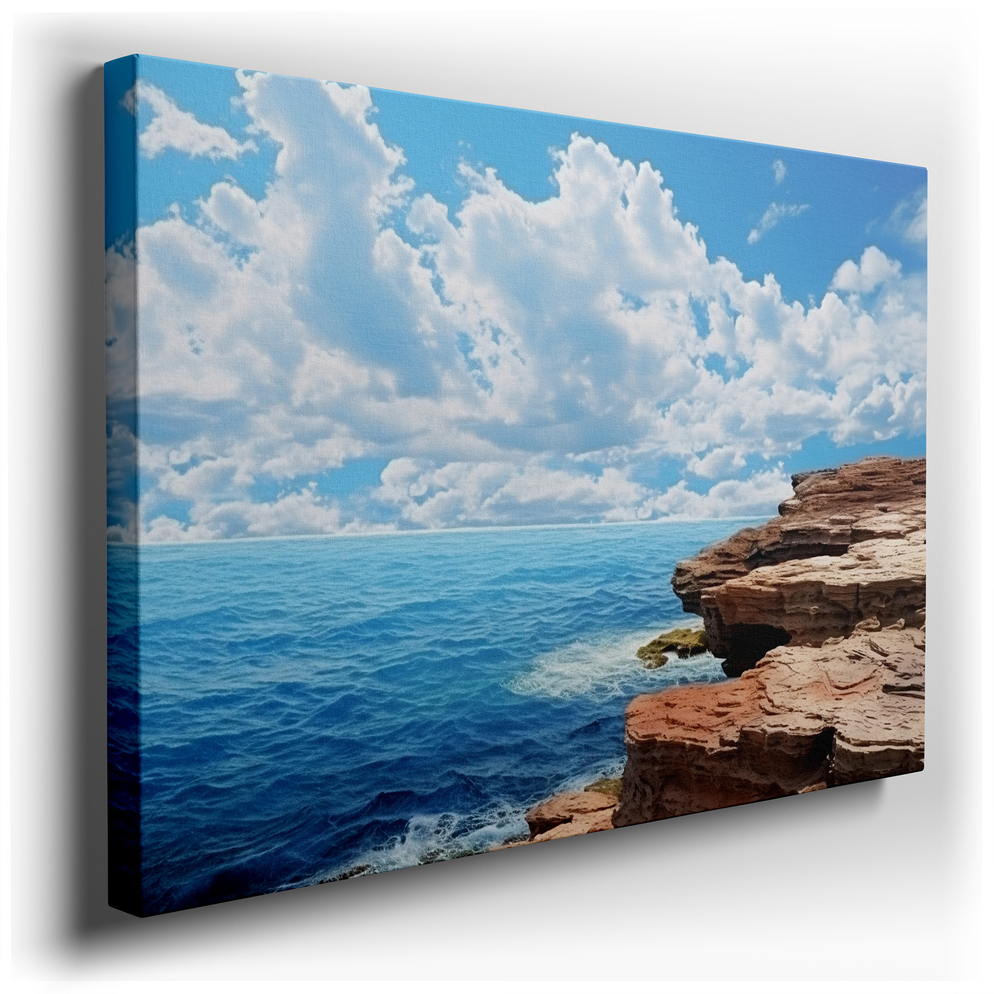 Majestic Cliffs and Tranquil Seas Beneath Expansive Skies - Nature's Splendid Dance. Large Canvas Wall Art for Home and