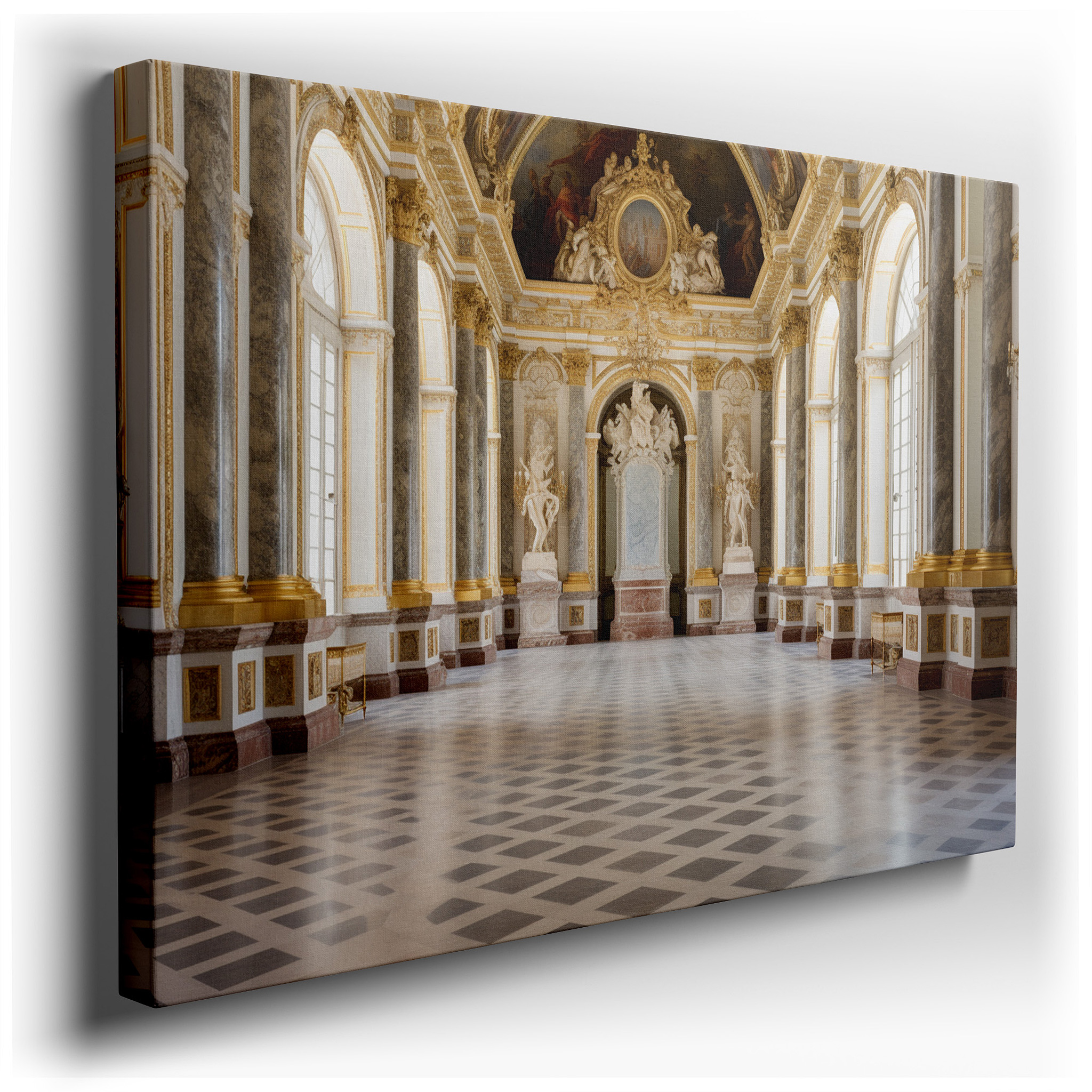 Majestic Hall of Timeless Elegance - A Masterpiece of Architectural Grandeur and Artistic Brilliance. Large Canvas Wall