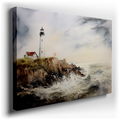 Majestic Lighthouse on Rocky Cliff - Modern Canvas Wall Art
