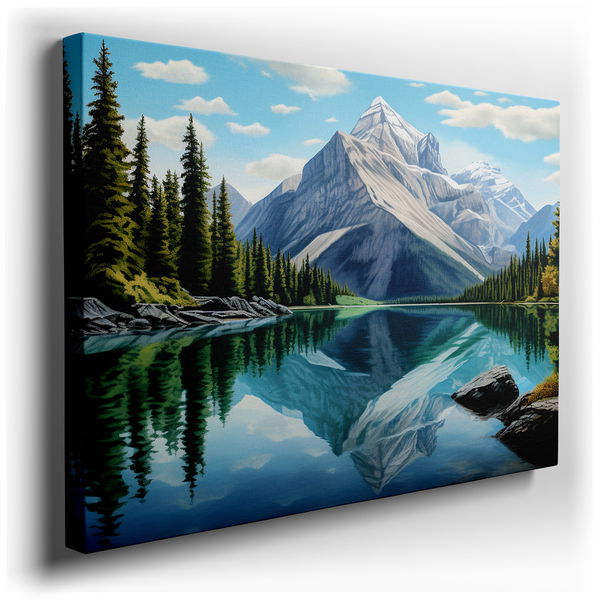 Majestic Mountains and Reflective Lake - Nature Canvas