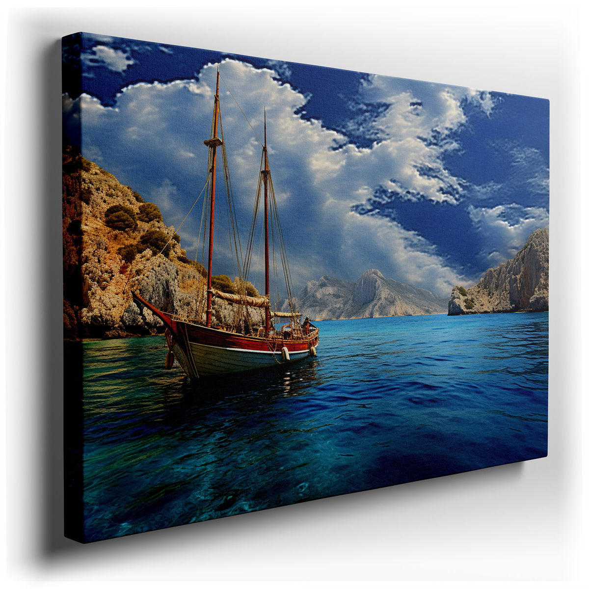 Majestic Sailing Vessel - Blue Canvas Wall Art