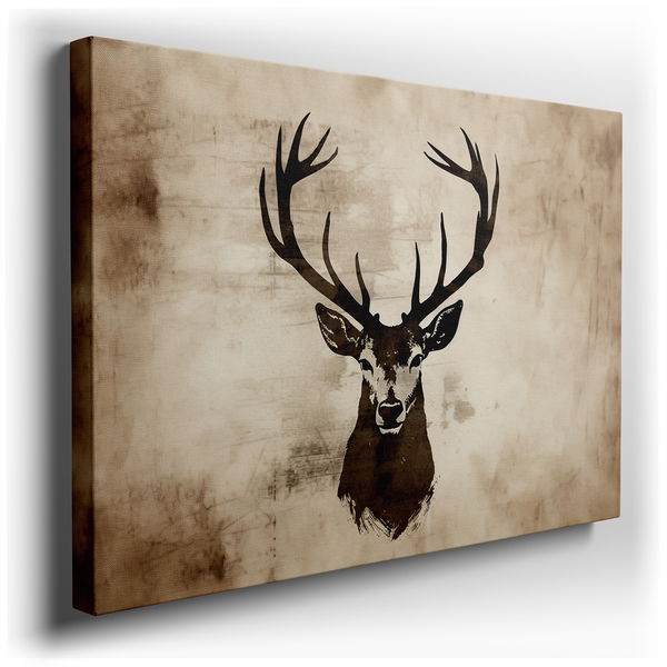 Majestic Stag at Dawn - Black and White Canvas Wall Art