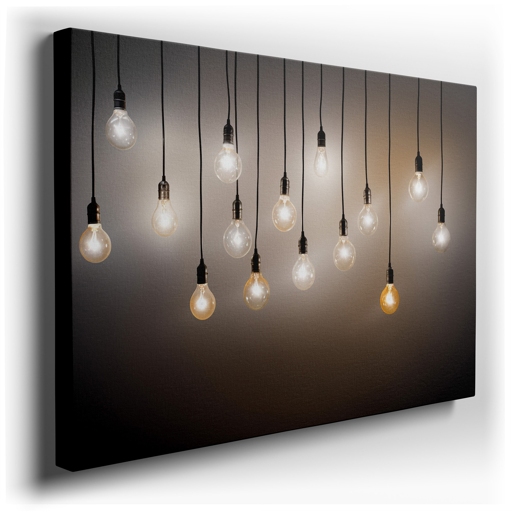 Radiant Display of Suspended Light Bulbs, Combining Antique Appeal with Contemporary Style - Large Canvas Wall Art for