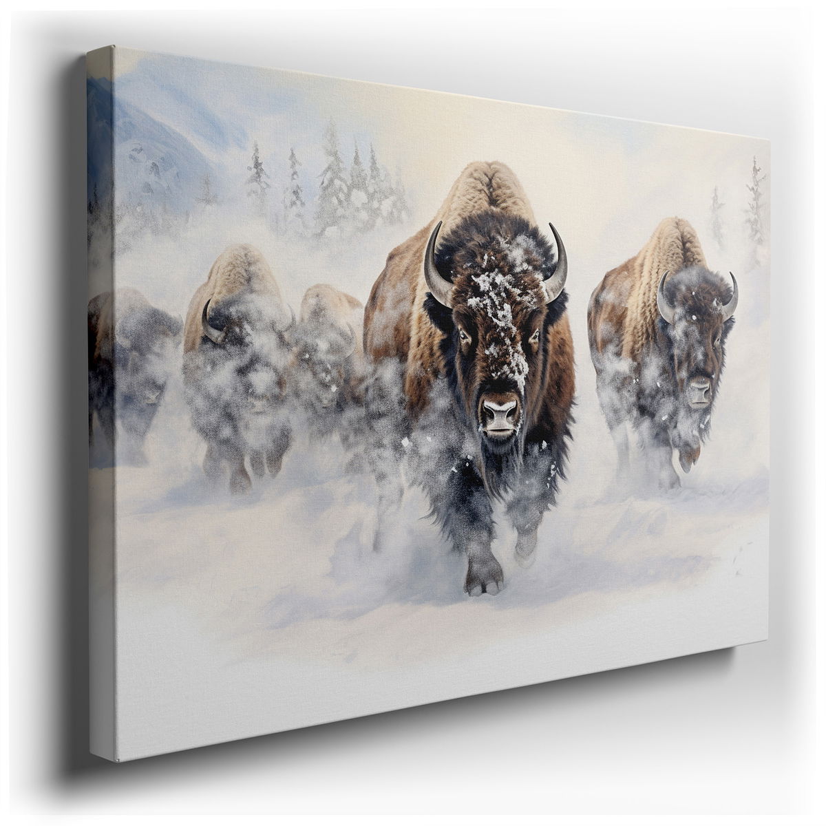 Serene and Mighty Bison - Nature's Tranquility Canvas Wall Art