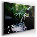 Serene Bamboo Water Feature - Vibrant Greenery Canvas Wall Art